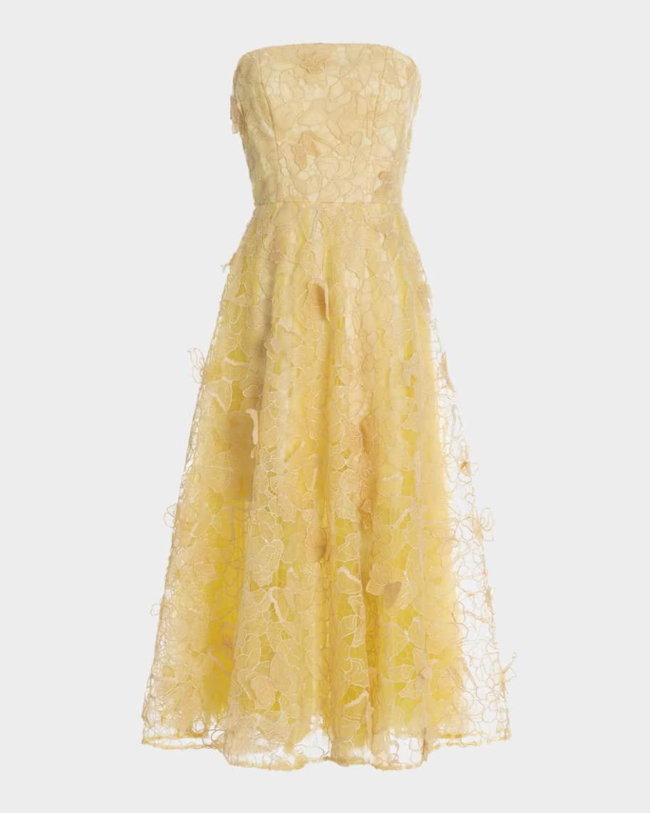 Mirabelle Strapless Floral Lace Midi Dress Product Image