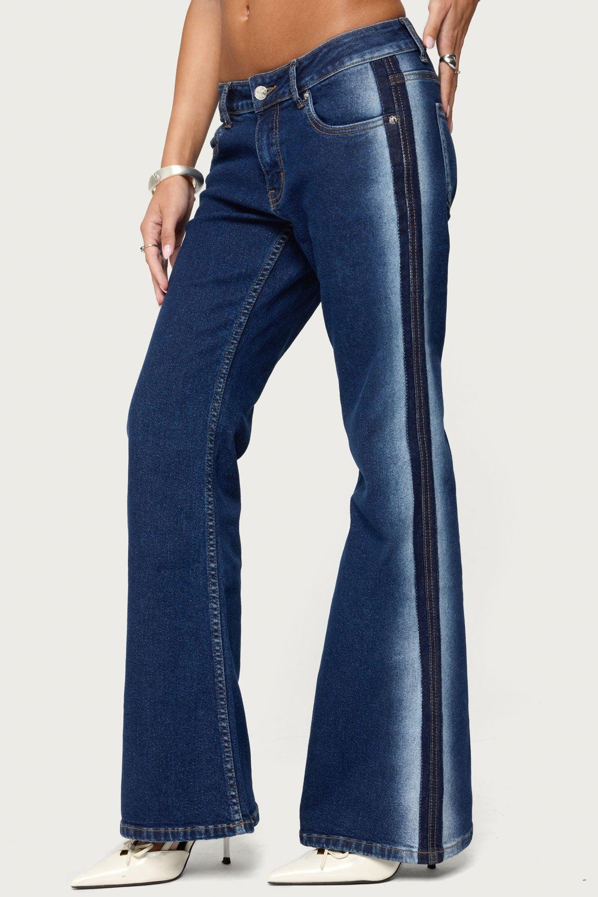 Airbrushed Low Rise Flared Jeans Product Image