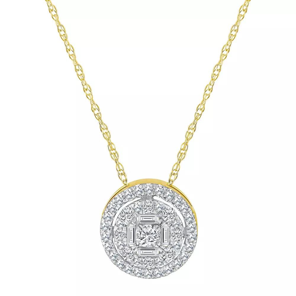 Celebration Gems 14k Gold 1/4 Carat T.W. Diamond Round Cluster Pendant Necklace, Women's, Size: 18" Product Image