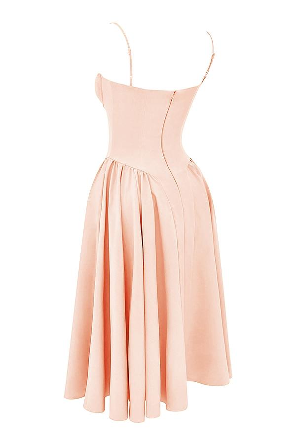 Samaria  peach parfait twill corset midi dress Product Image