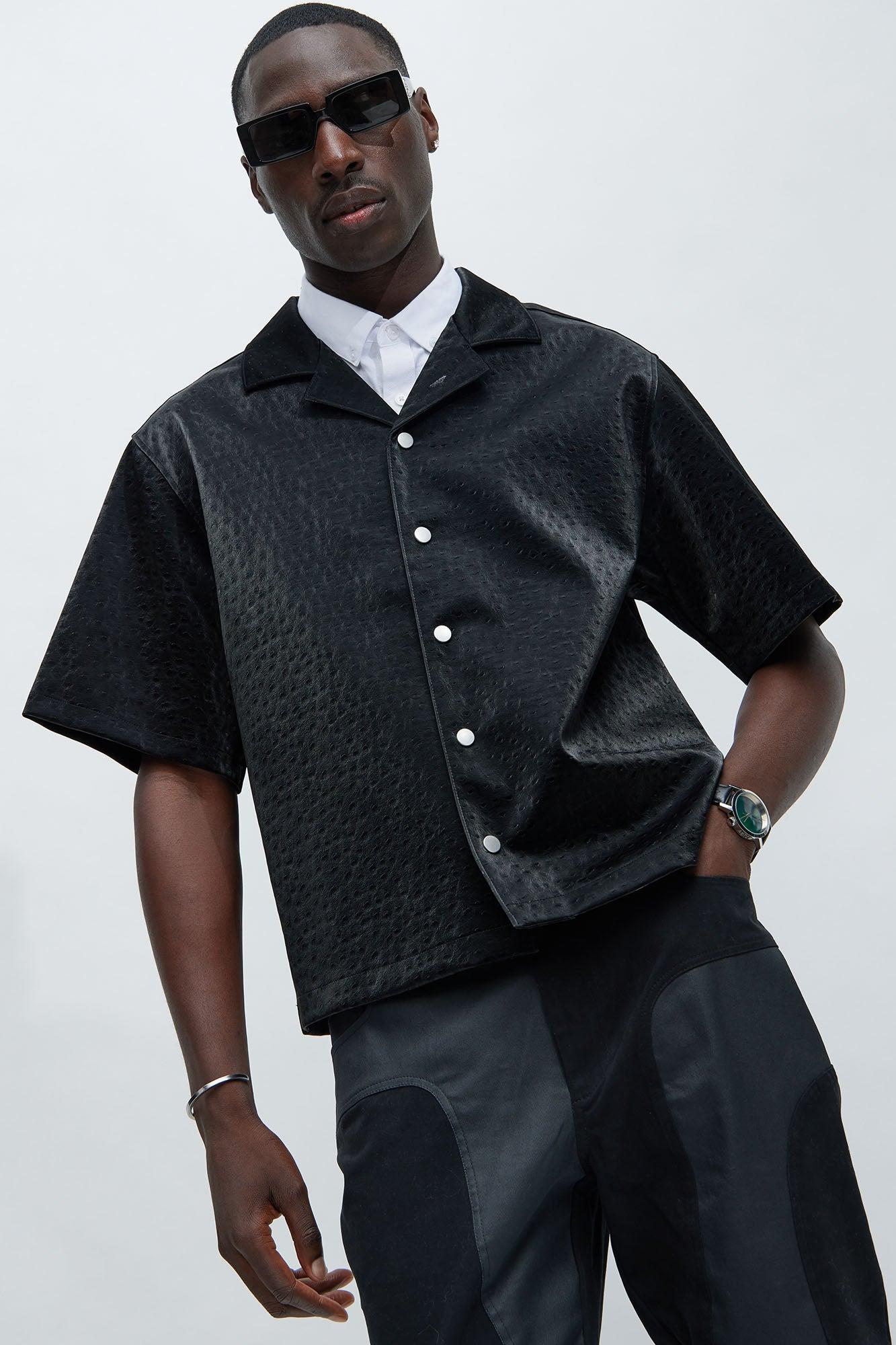 Caicos Faux Leather Shirt - Black Product Image