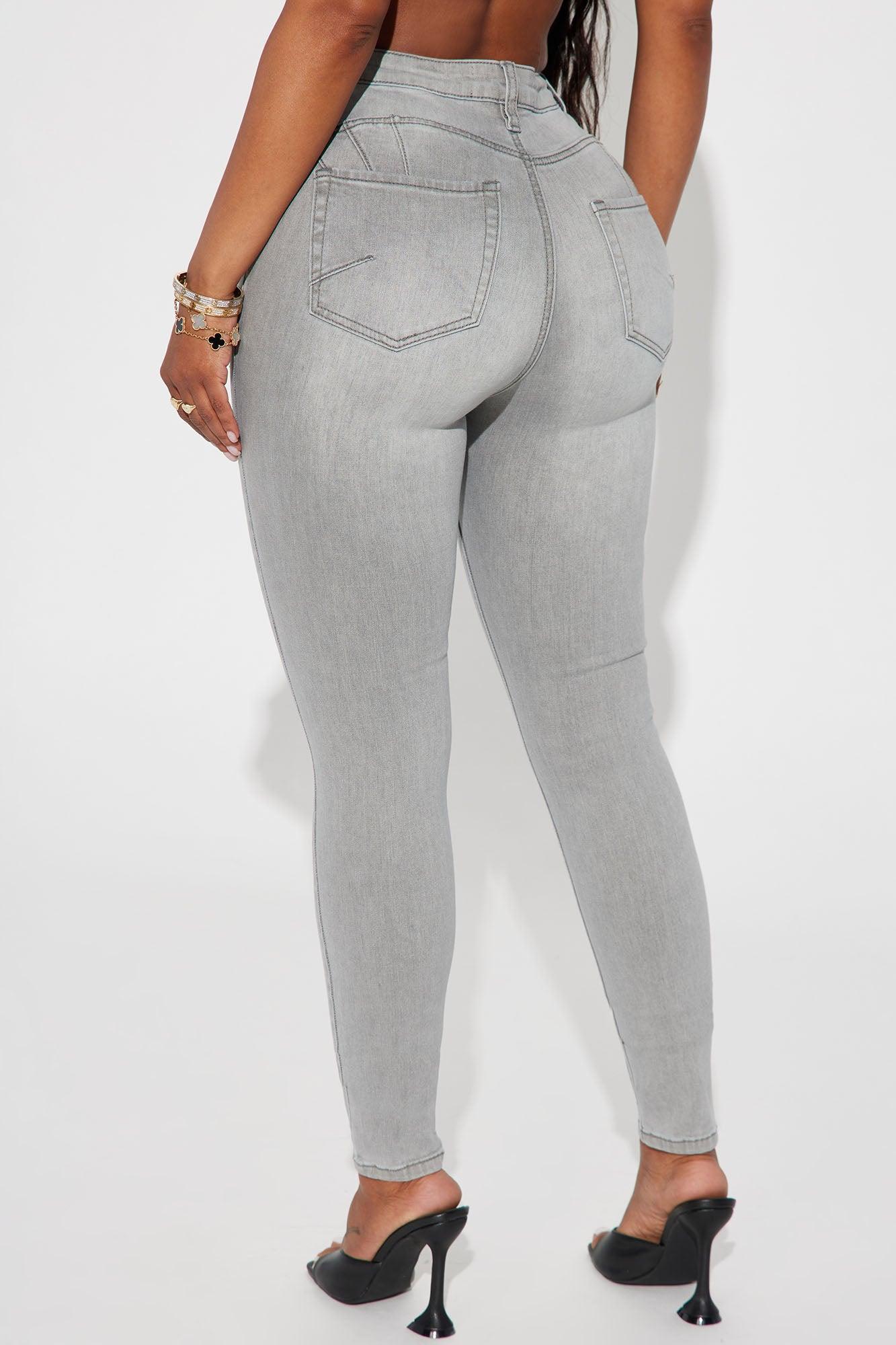 Beacon Booty Lifting Ripped High Rise Stretch Skinny Jeans - Grey Product Image
