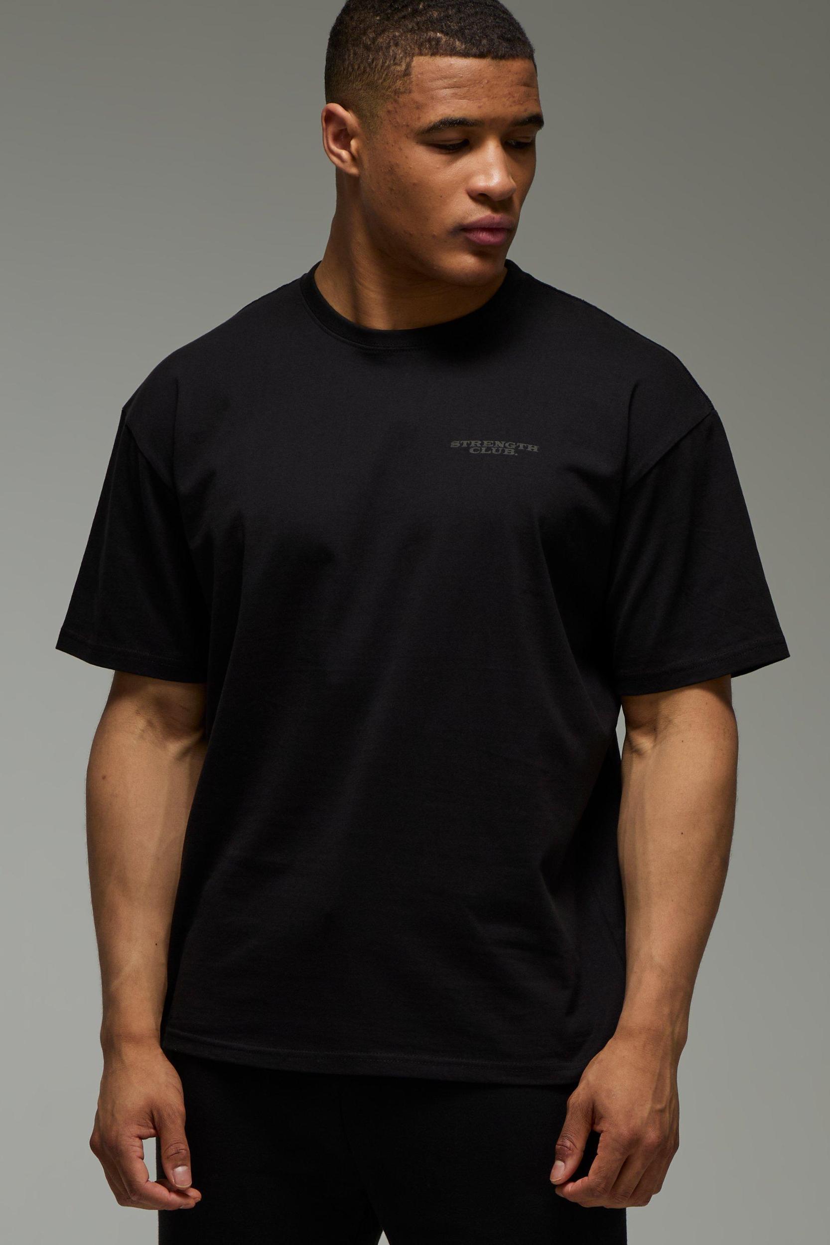 Man Active Strength Club Oversized T-shirt | boohooMAN USA Product Image