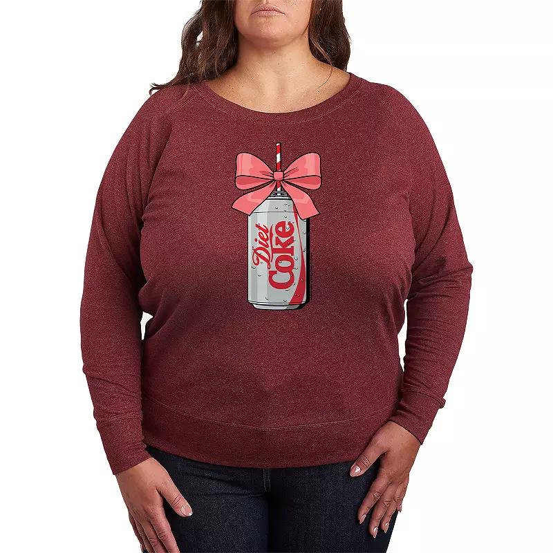 Plus Size Diet Coke Can Bow French Terry Long Sleeve Tee, Women's, Size: 2XL, Grey Green Product Image