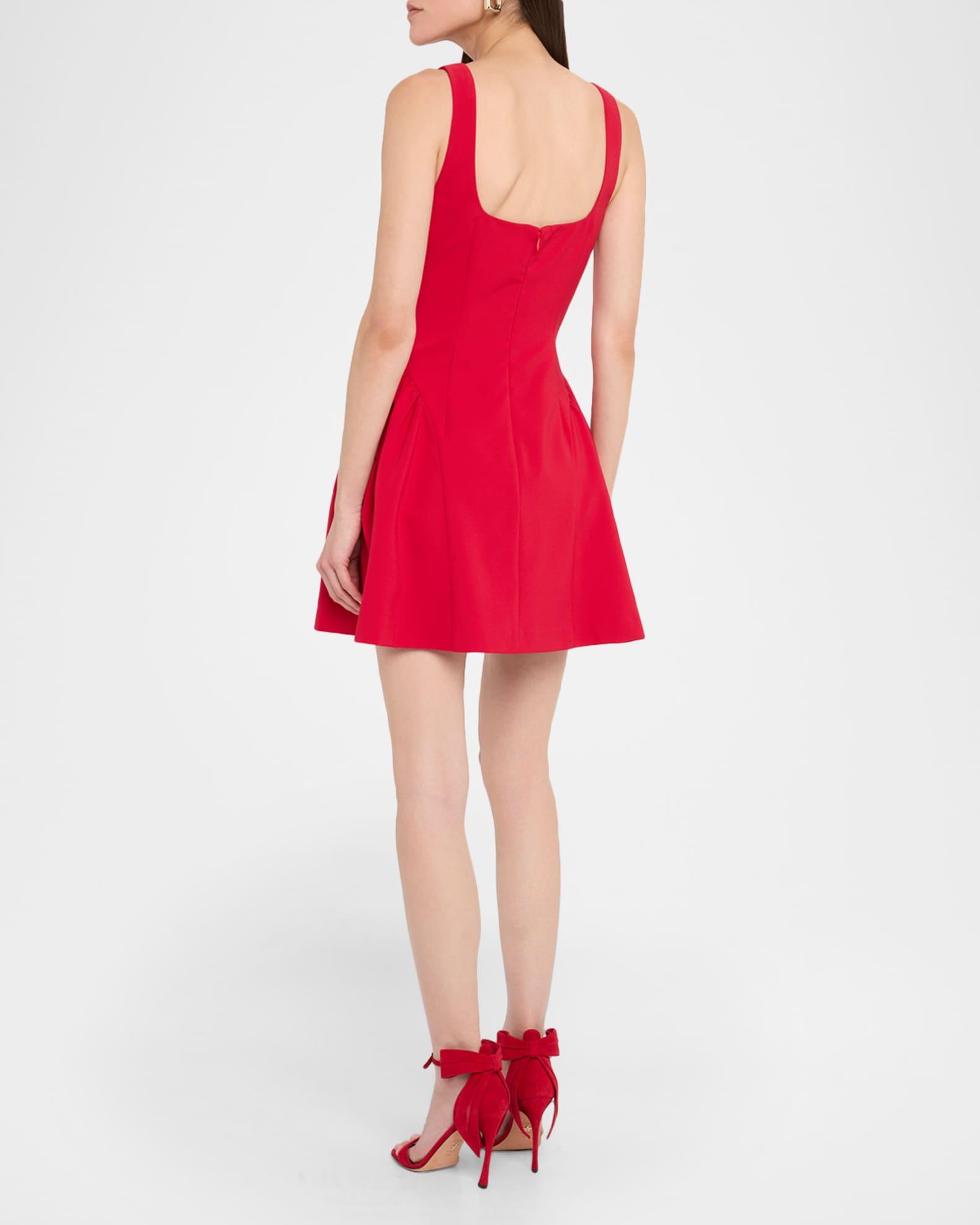 Sleeveless Square-Neck Crepe Mini Dress Product Image