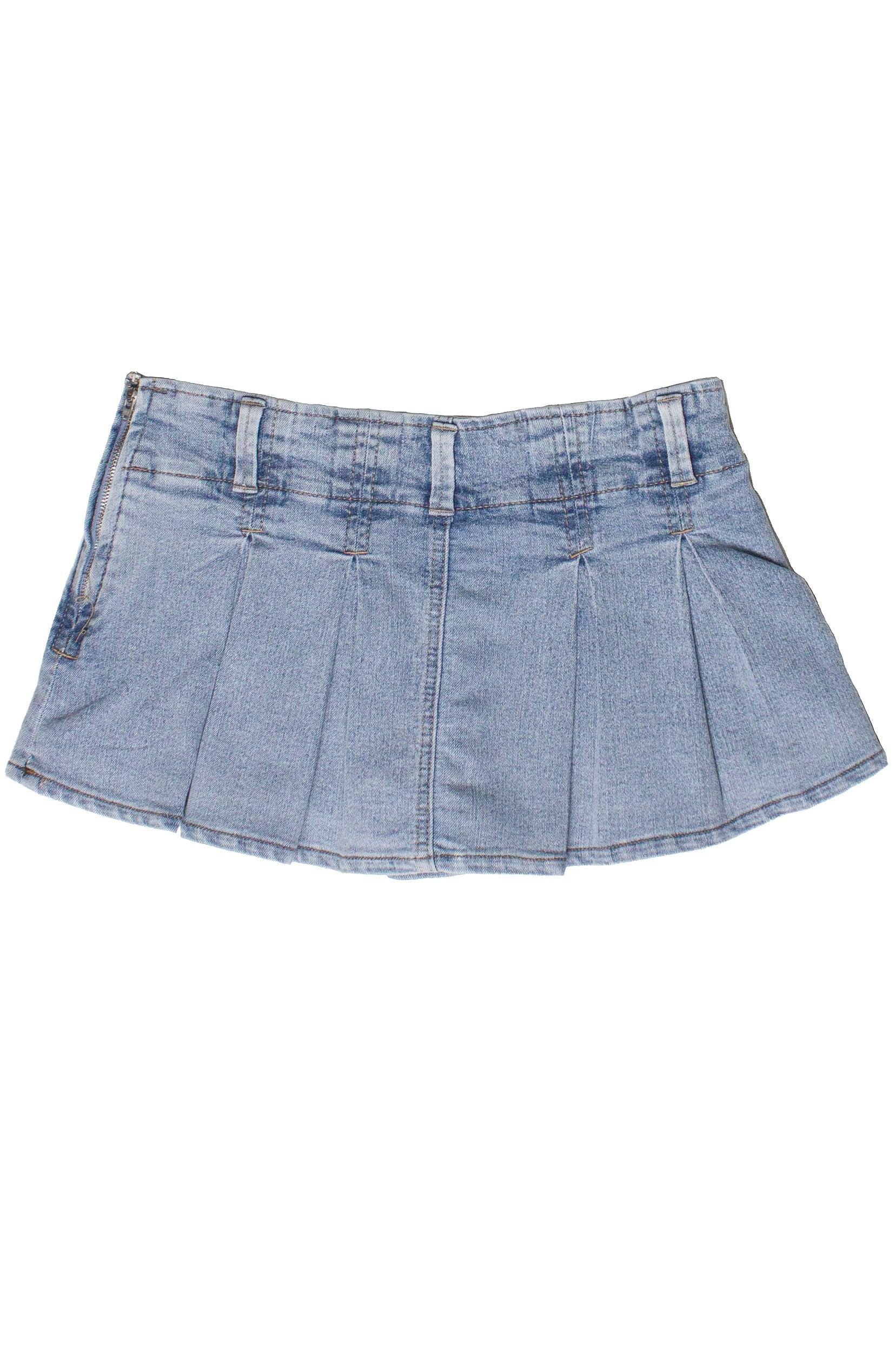 Low Rise Denim Pleated Mini Skort Product Image