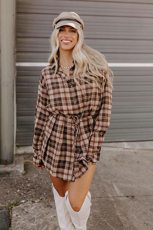Pumpkin Patch Cutie Flannel Romper in Brown Product Image