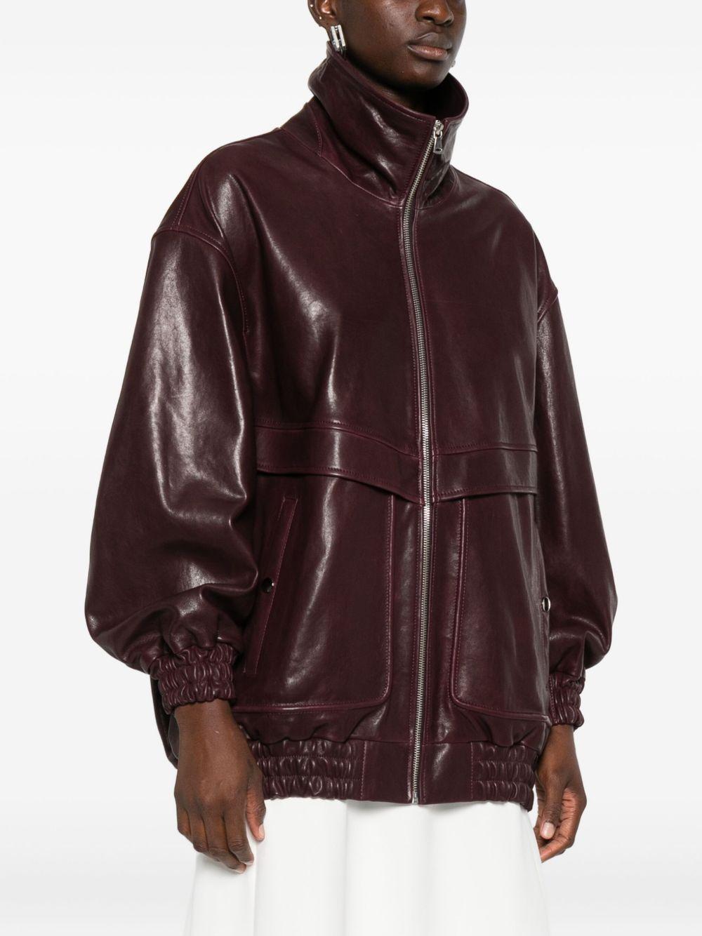 leather bomber jacket Product Image