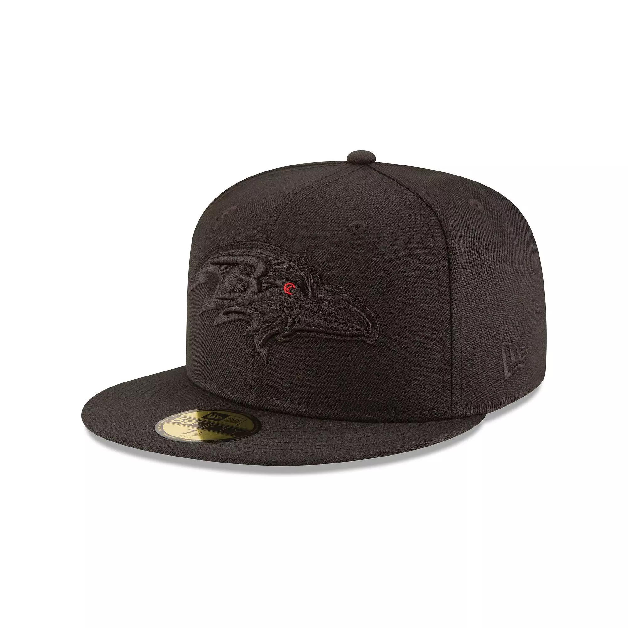 Men's New Era Baltimore Ravens Black on Black 59FIFTY Fitted Hat, Size: 7 3/4 Product Image