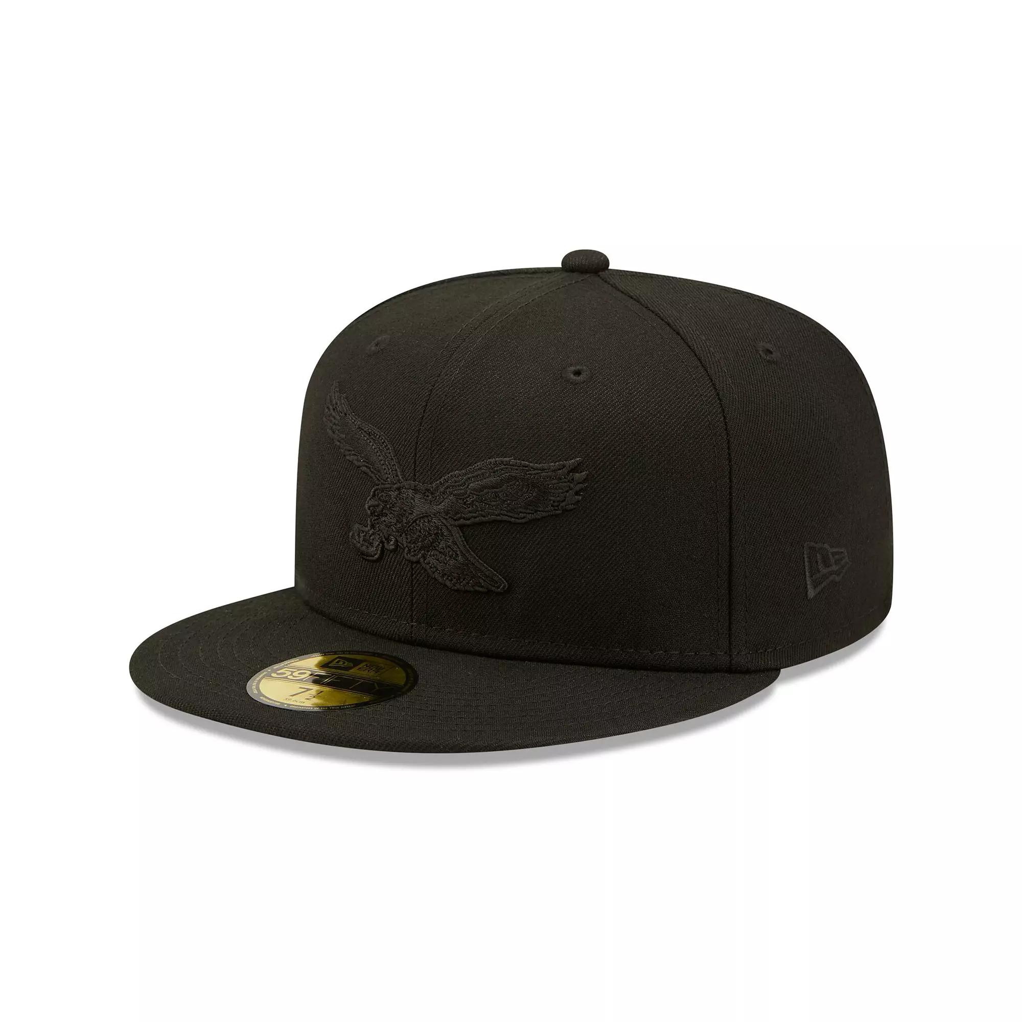 Men's New Era Philadelphia Eagles Black on Black Alternate Logo 59FIFTY Fitted Hat,  Product Image
