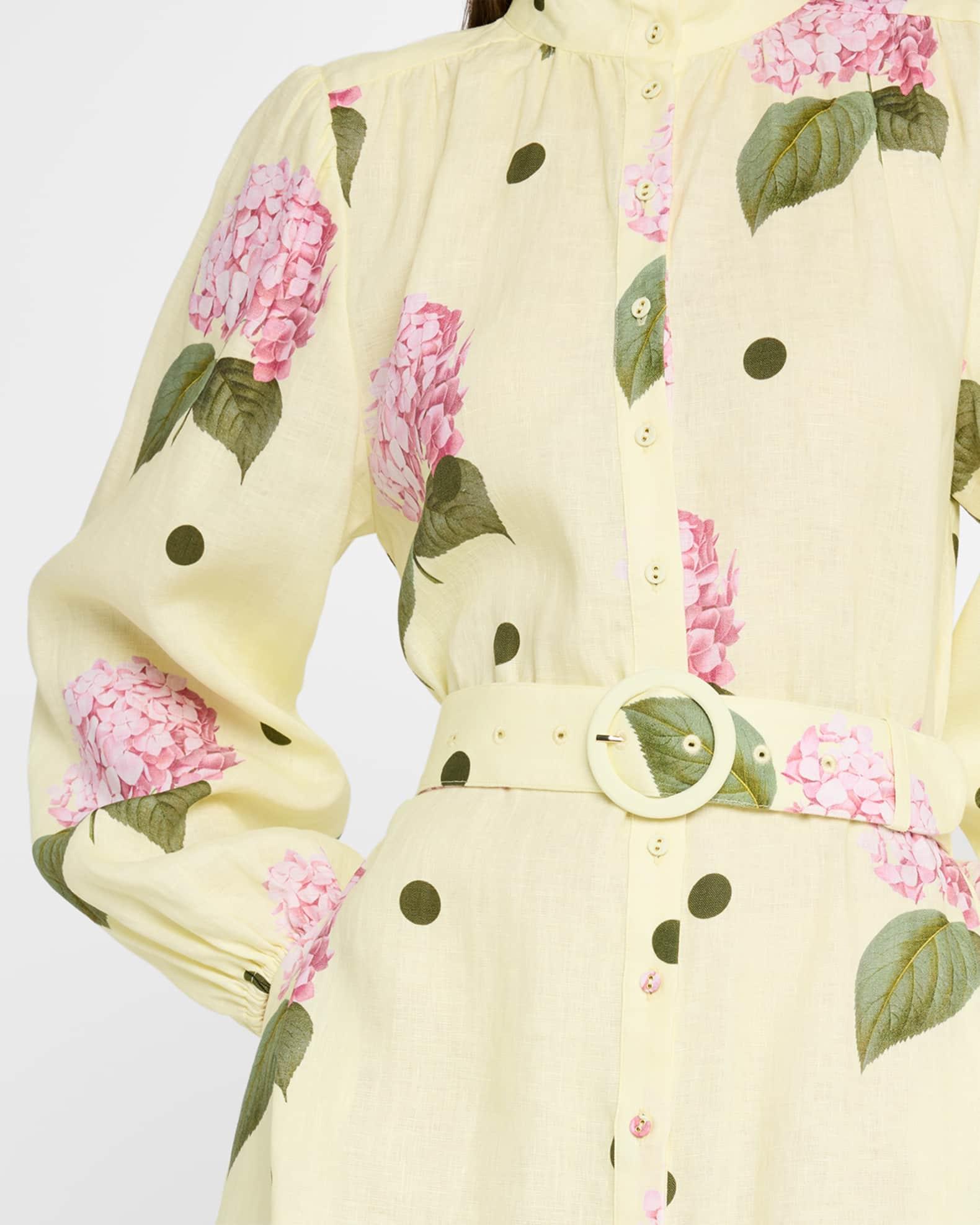 Noddy Belted Floral-Print Linen Midi Shirtdress Product Image