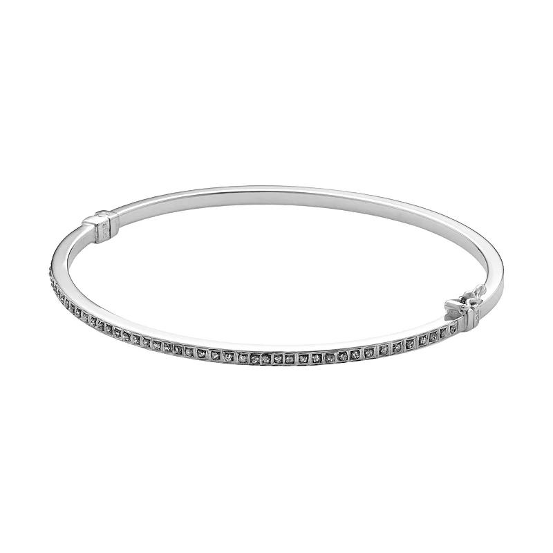 Diamond Mystique Sterling Silver Bangle Bracelet, Women's, Size: 7", 18k Gold Over Sterling Product Image
