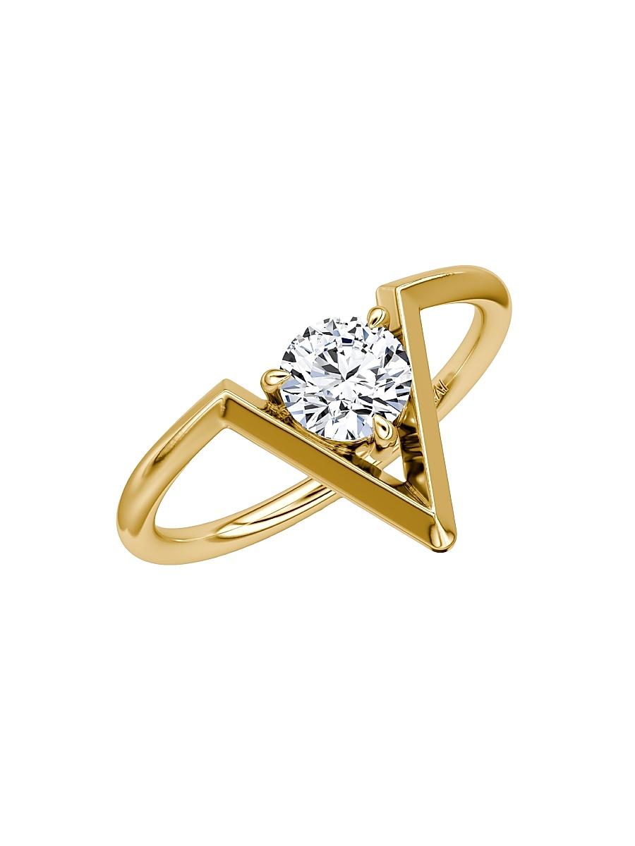 Womens VRAI V 14K Yellow Gold & Lab-Grown Diamond Ring Product Image