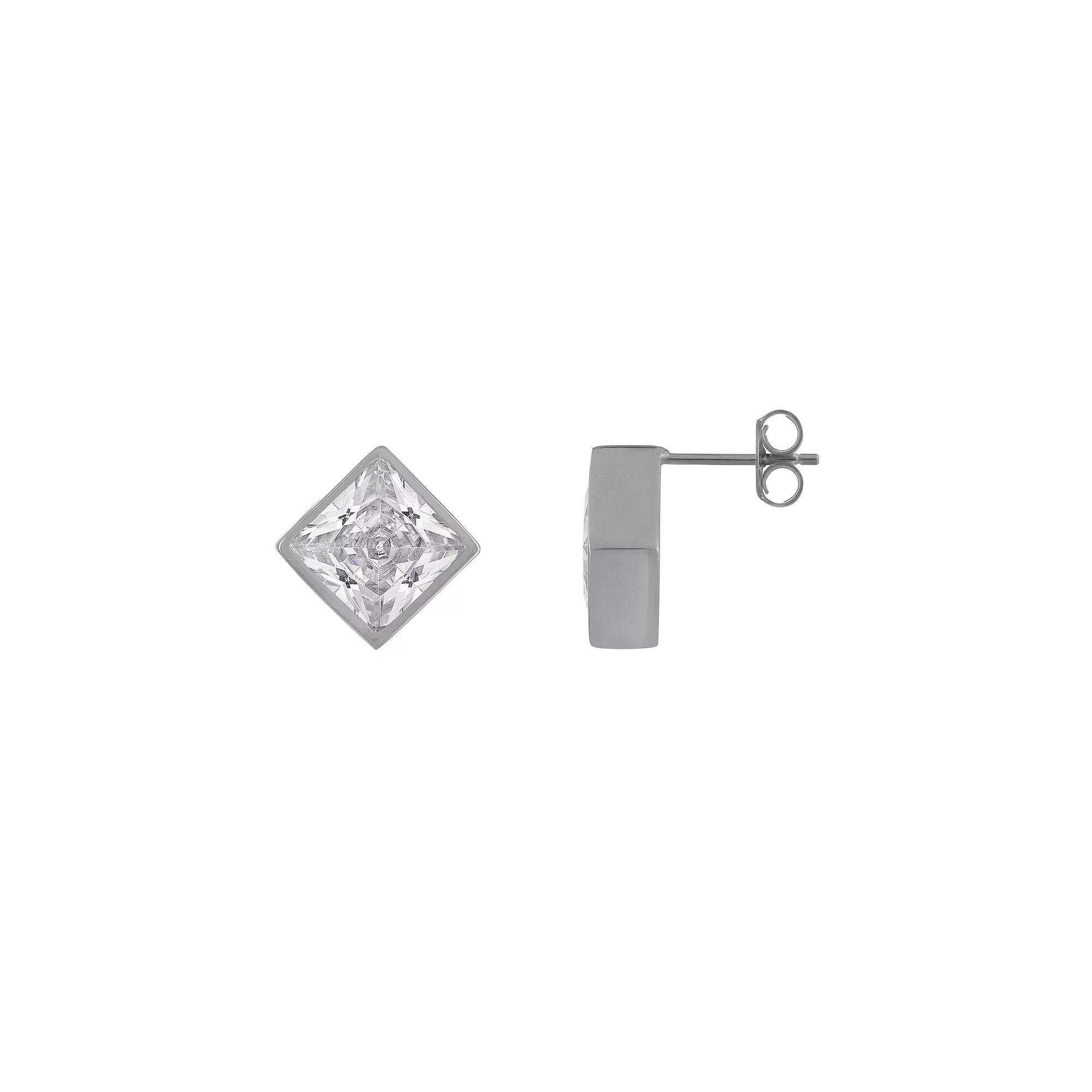 Designs by Gioelli Men's Cubic Zirconia Bezel Stud Earrings, White Product Image