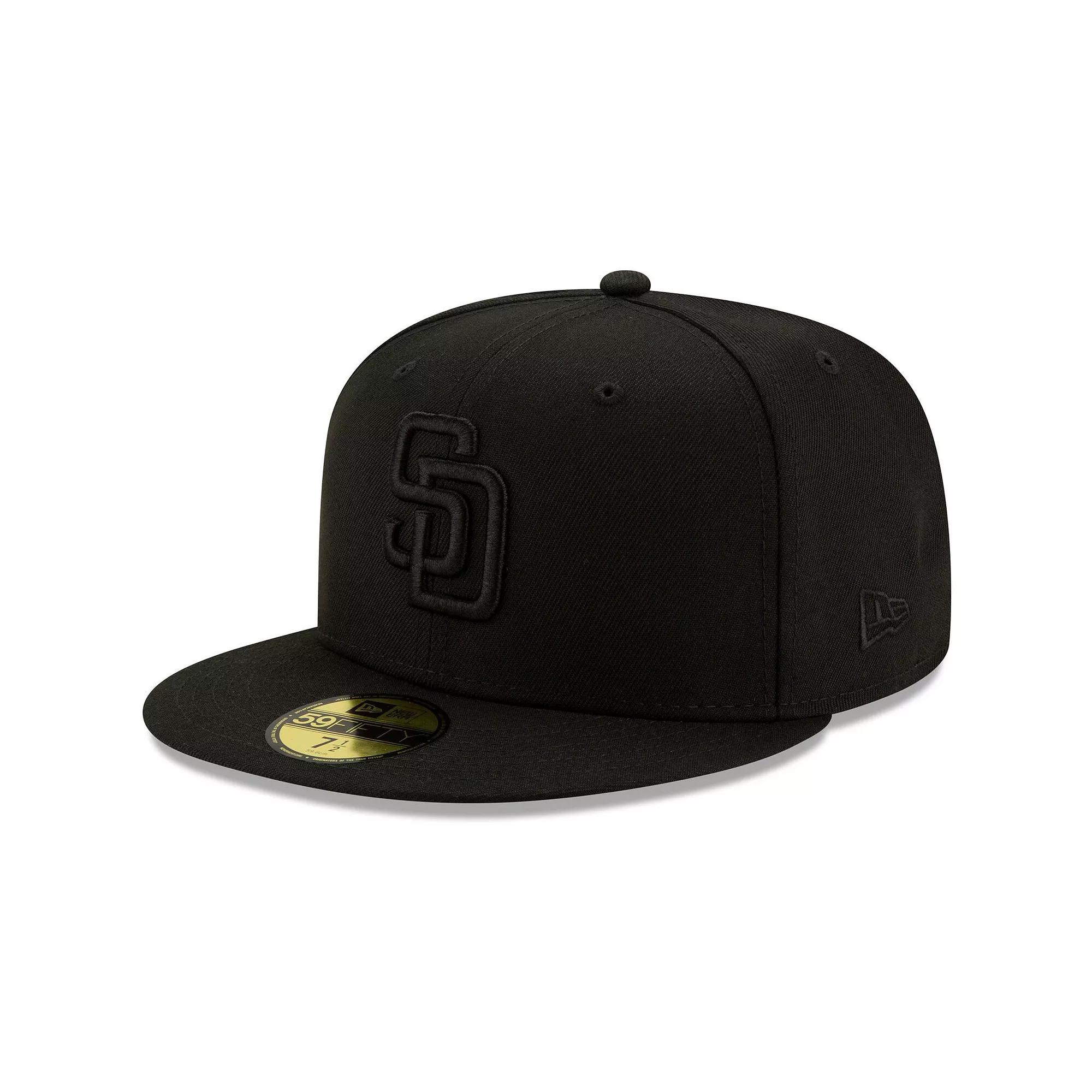 Men's New Era Black San Diego Padres Black on Black 59FIFTY Fitted Hat, Size: 7 Product Image