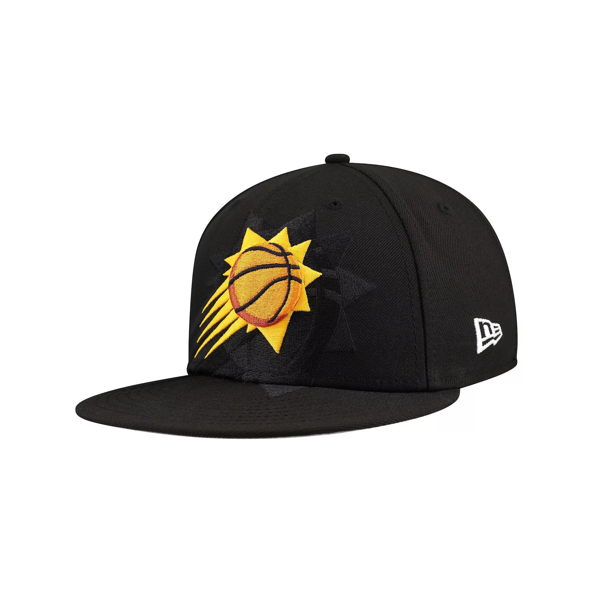 Men's New Era Black Phoenix Suns Blackout Shadow Logo 59FIFTY Fitted Hat, Size: 7 3/8, Phx Black Product Image