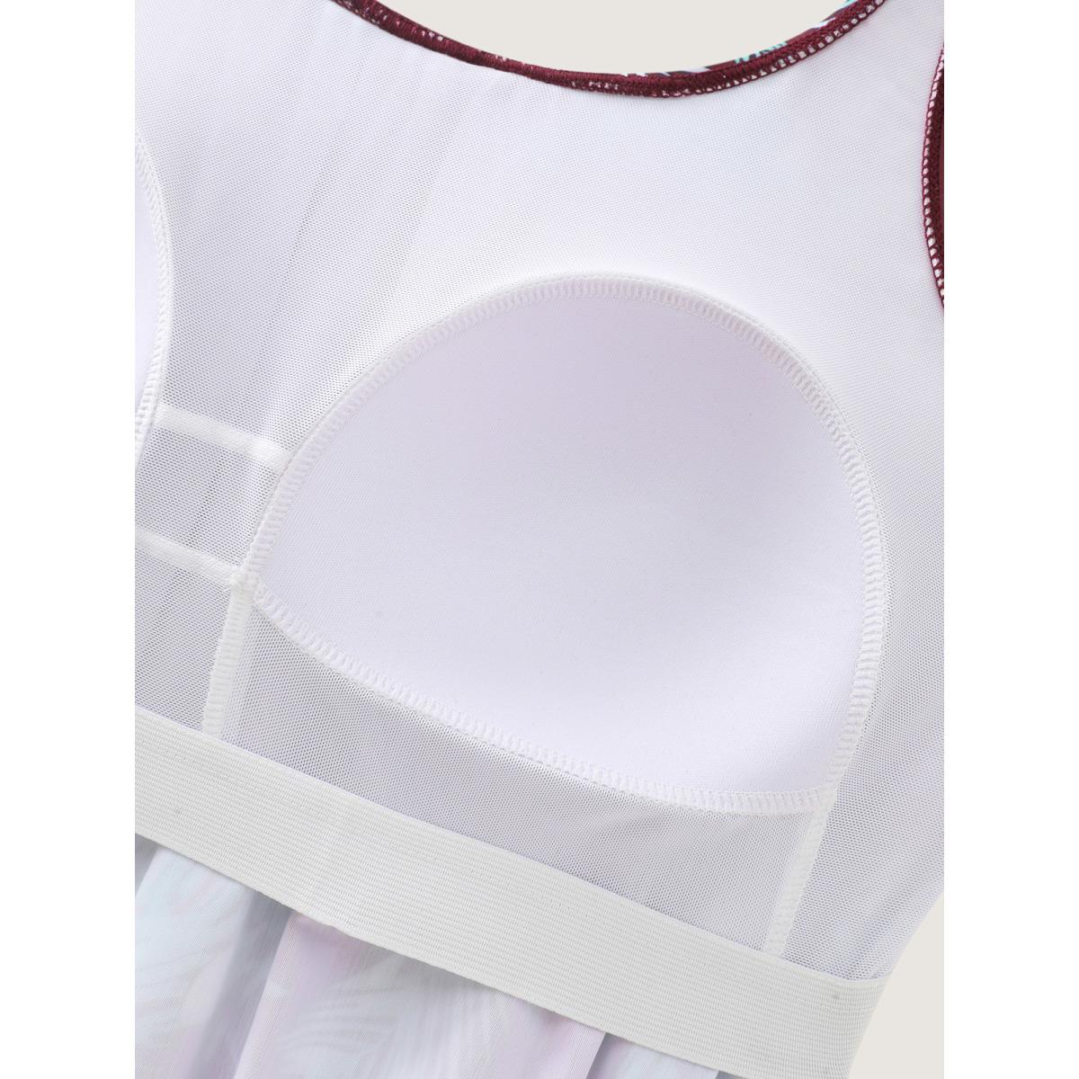 Plus Size Tropical Flower Print Pockets One-Piece Swimsuit Women's Swimwear DarkBlue Resort Gathered Curve Bathing Suits High stretch One Pieces BloomChic 22-24/3X Product Image