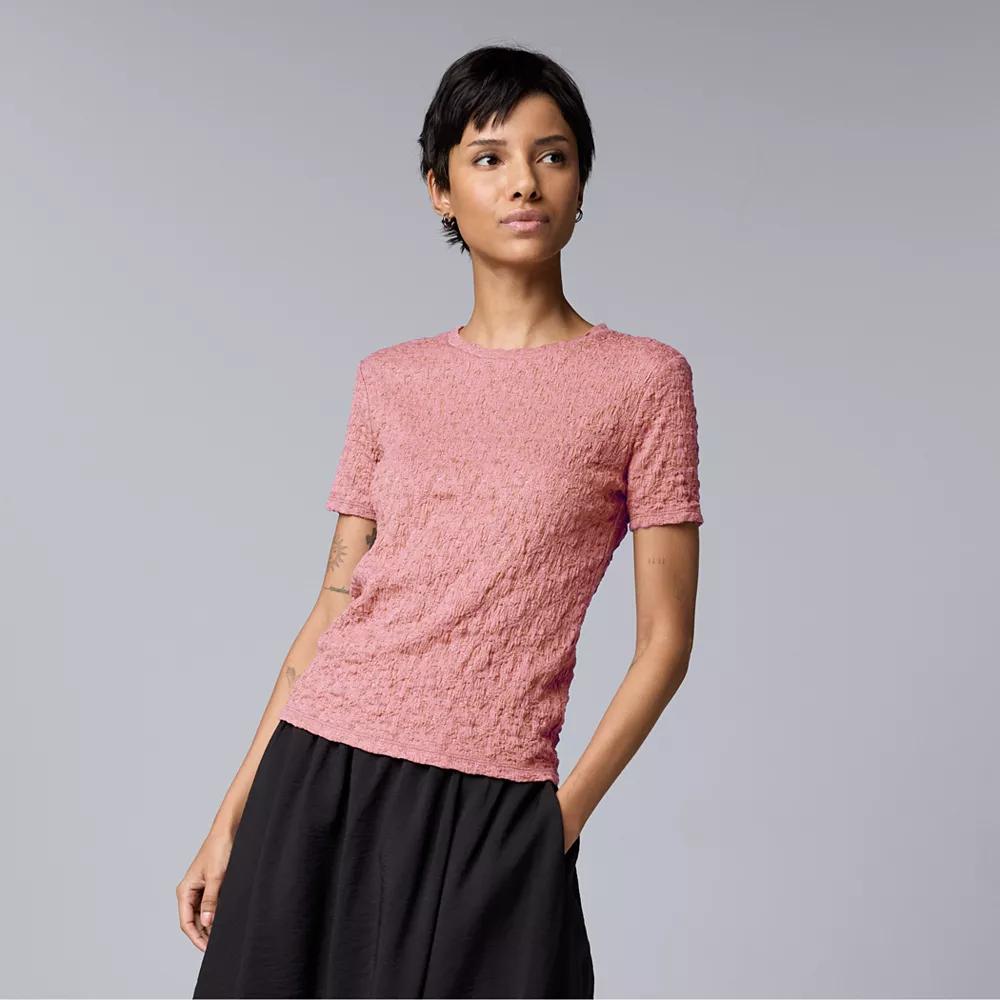 Women's Simply Vera Vera Wang Textured Tee, Size: Small, Pink Nouveau Product Image