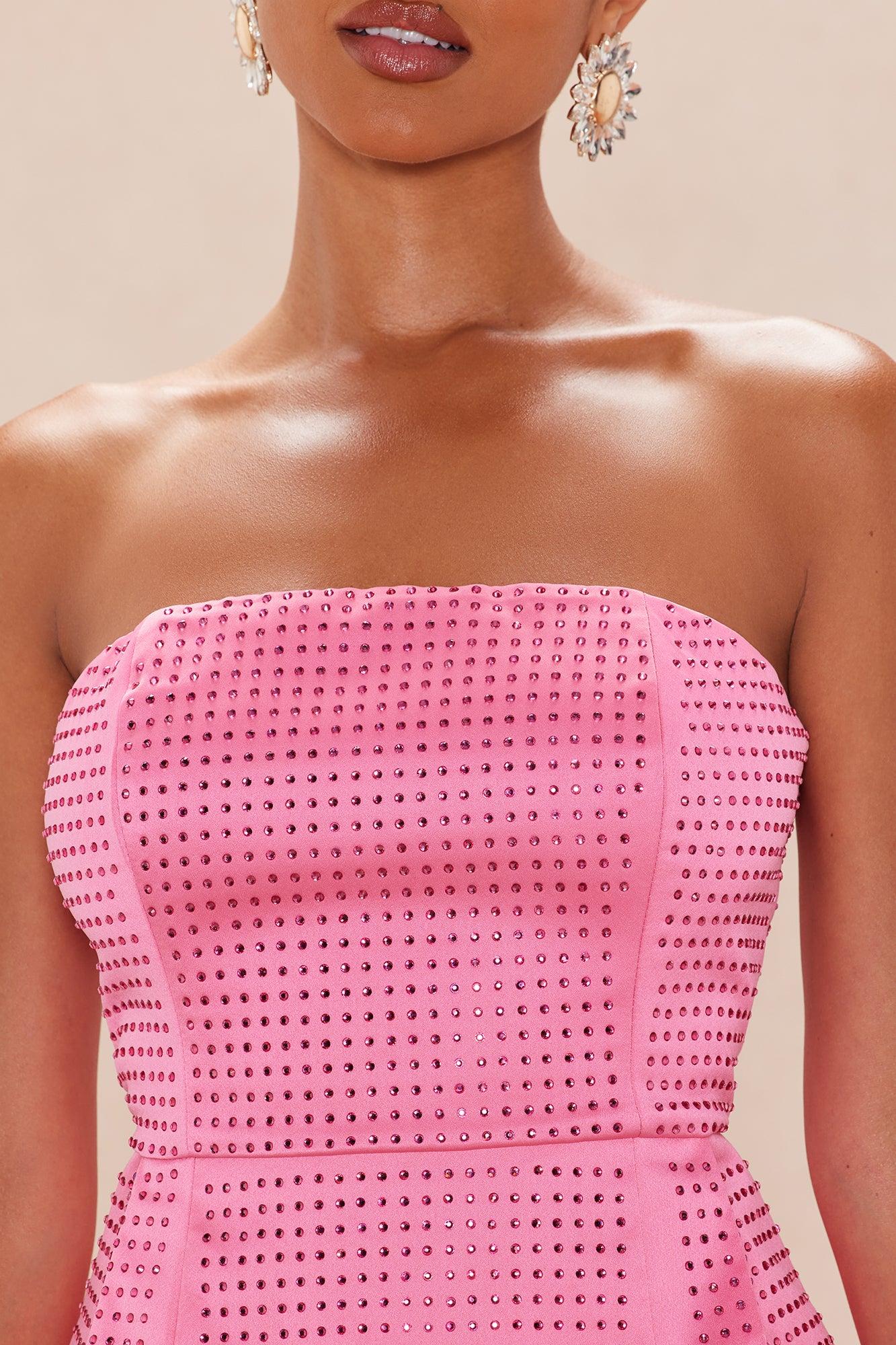 Sweet Fantasy Embellished Mini Dress - Hot Pink Product Image