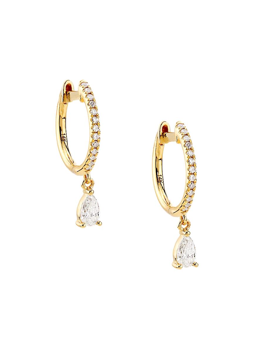 Womens 14K Yellow Gold & 0.33 TCW Diamond Drop Earrings Product Image