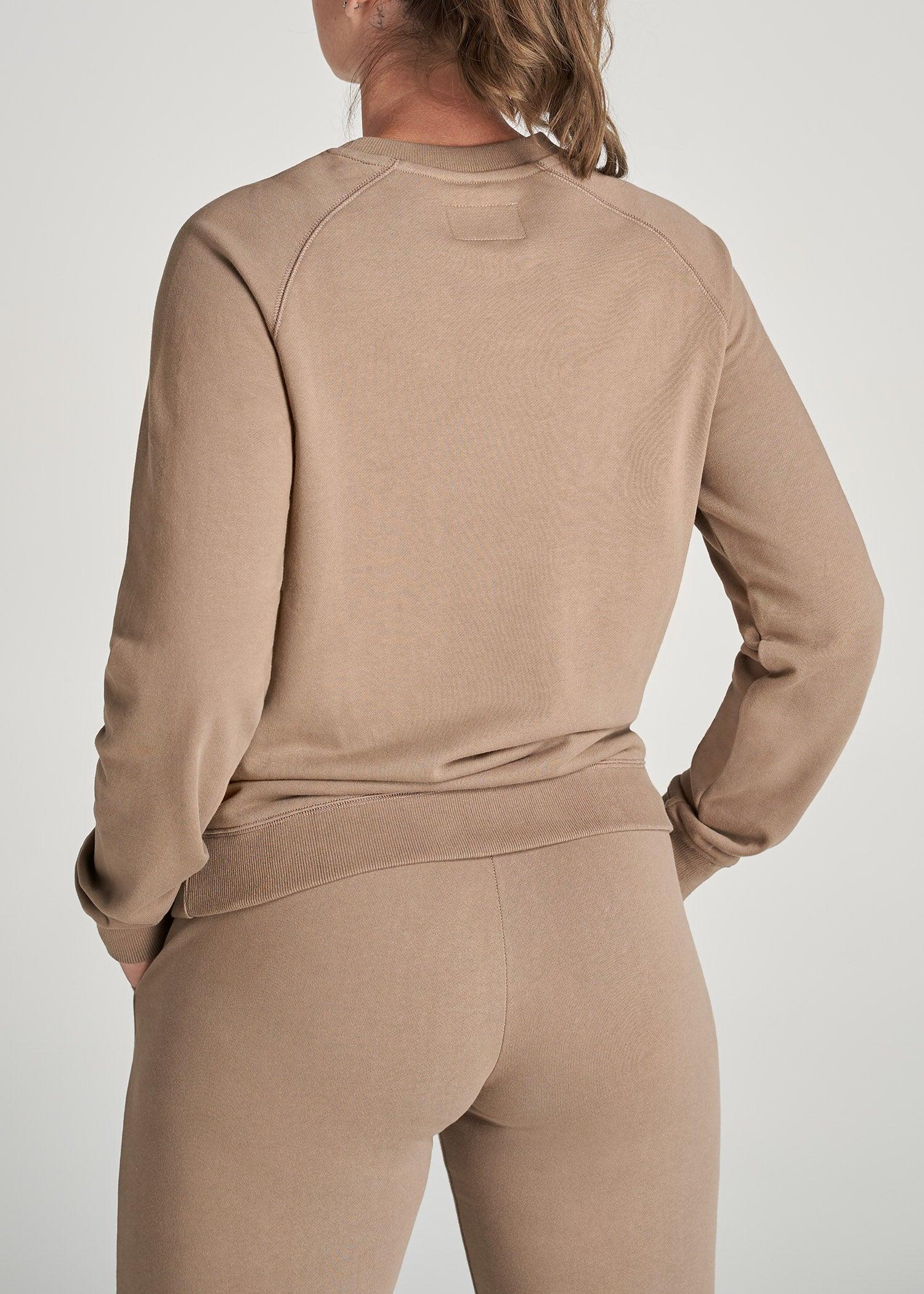 Wearever French Terry Women's Tall Crewneck Sweatshirt in Latte Product Image