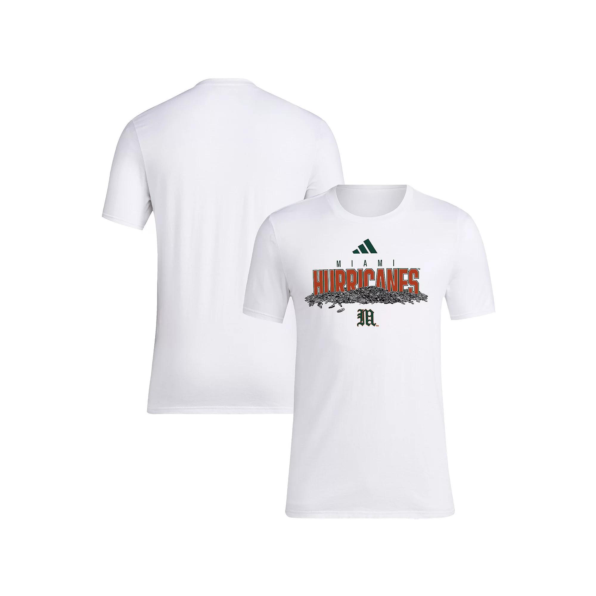 Men's adidas White Miami Hurricanes Baseball Sunflower Seeds T-Shirt, Size: 2XL Product Image
