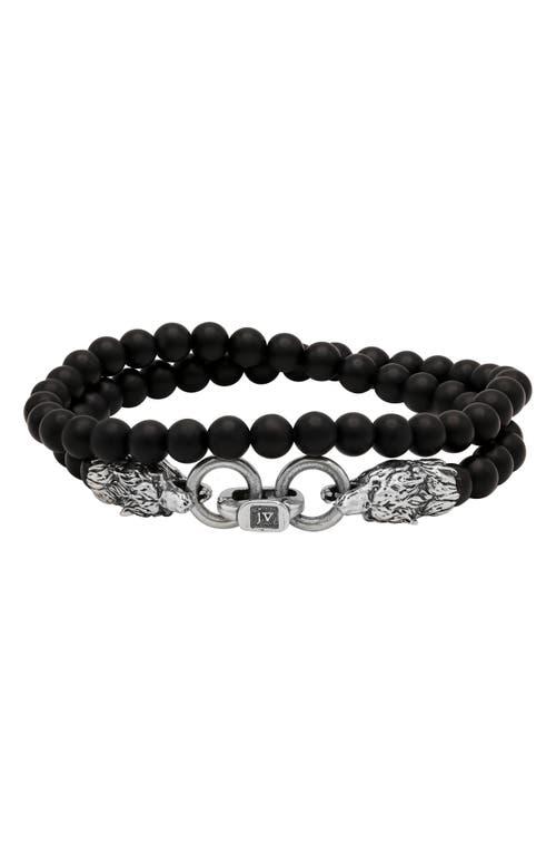 John Varvatos Men's Wolf Beaded Onyx Wrap Bracelet Product Image