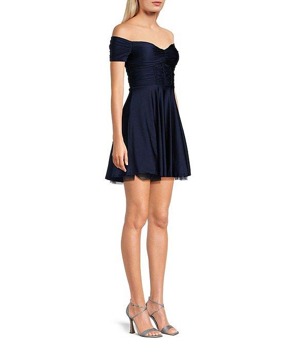 Honey and Rosie Off Shoulder Short A-Line Dress Product Image