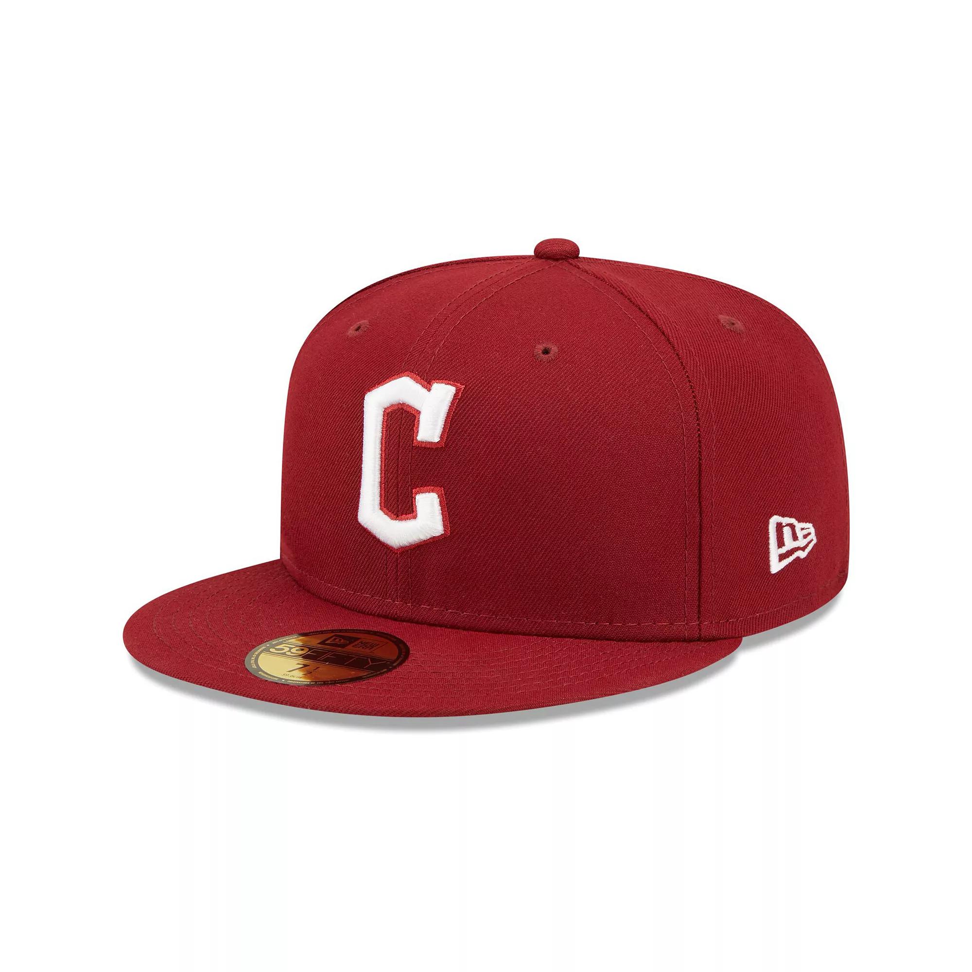 Men's New Era Cardinal Cleveland Guardians White Logo 59FIFTY Fitted Hat, Size: 7, Grd Red Product Image