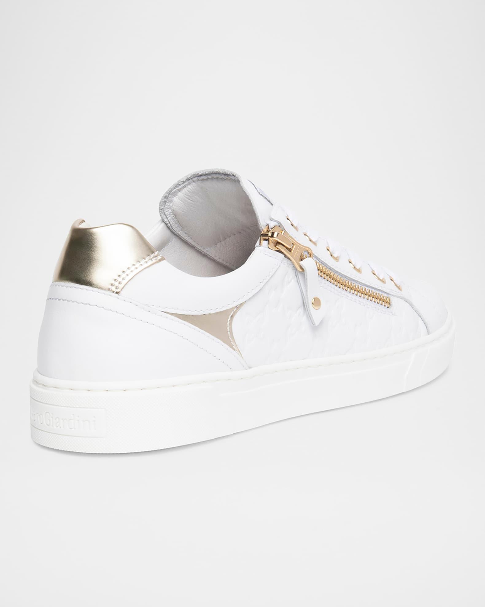 Leather Side Zip Low-Top Sneakers Product Image
