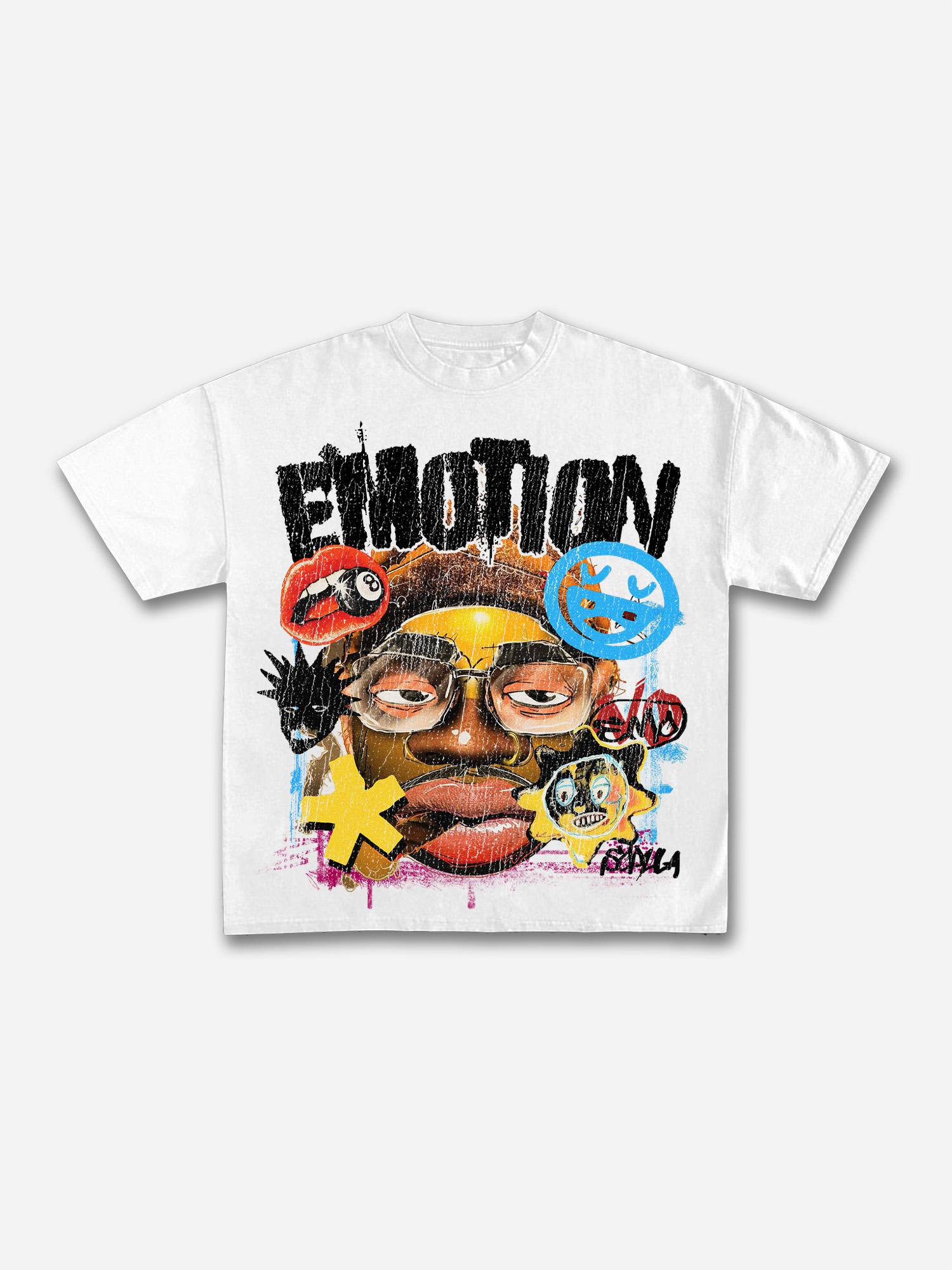 Emotion Fun Big Face Graffiti Graphic Cotton T-shirt Product Image