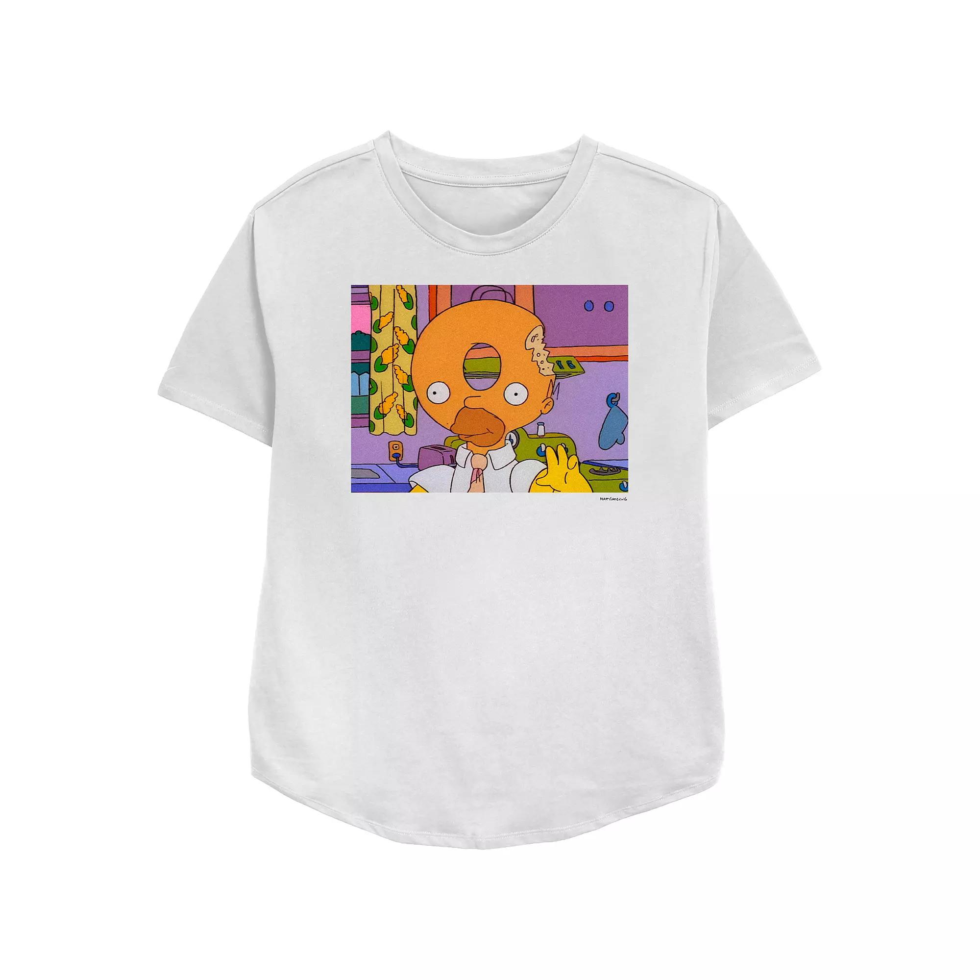 Women's The Simpsons Homer Donut Head Relaxed Fit Graphic Tee, Girl's,  Product Image