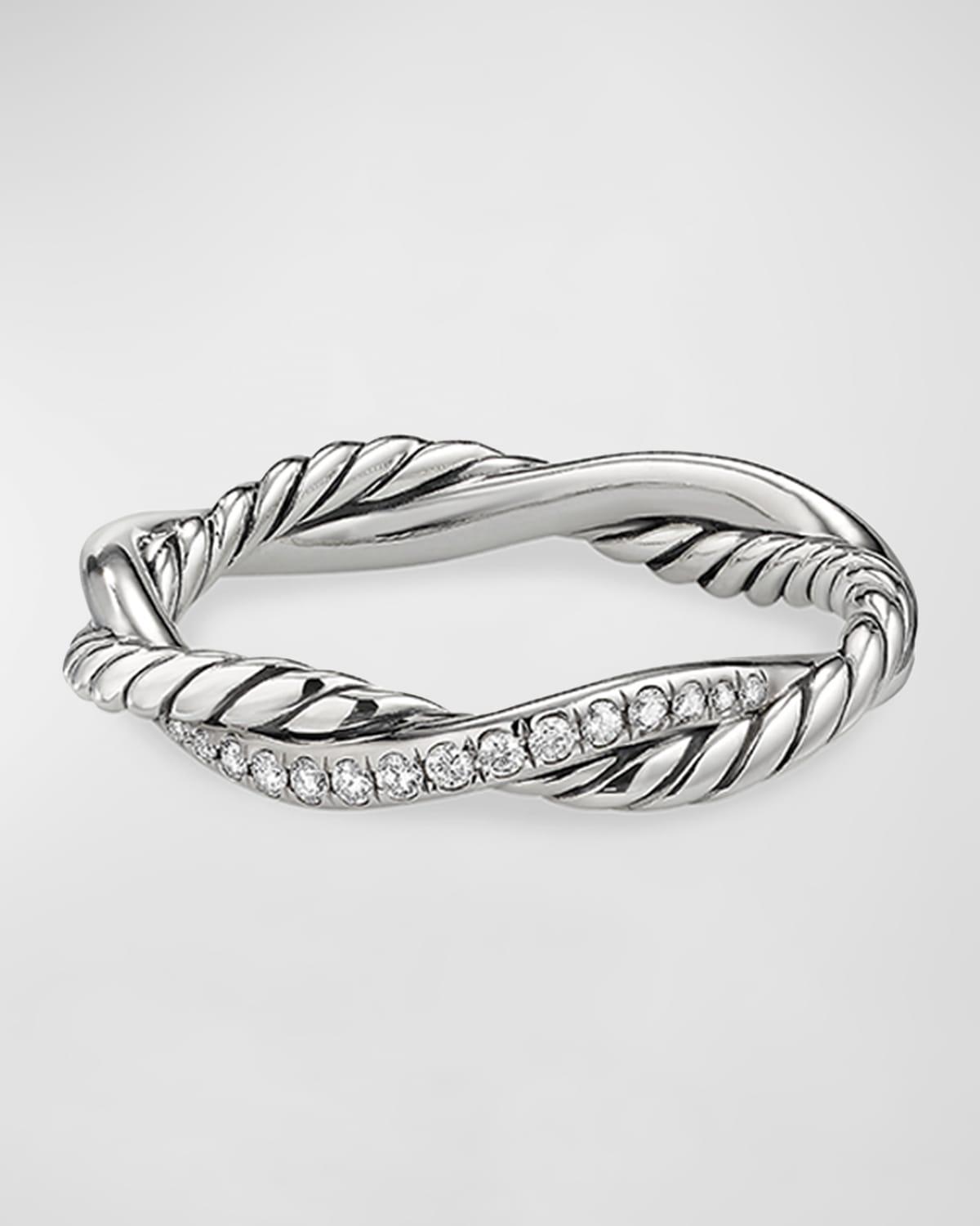 David Yurman Sterling Petite Infinity Twisted Ring with Diamonds Product Image