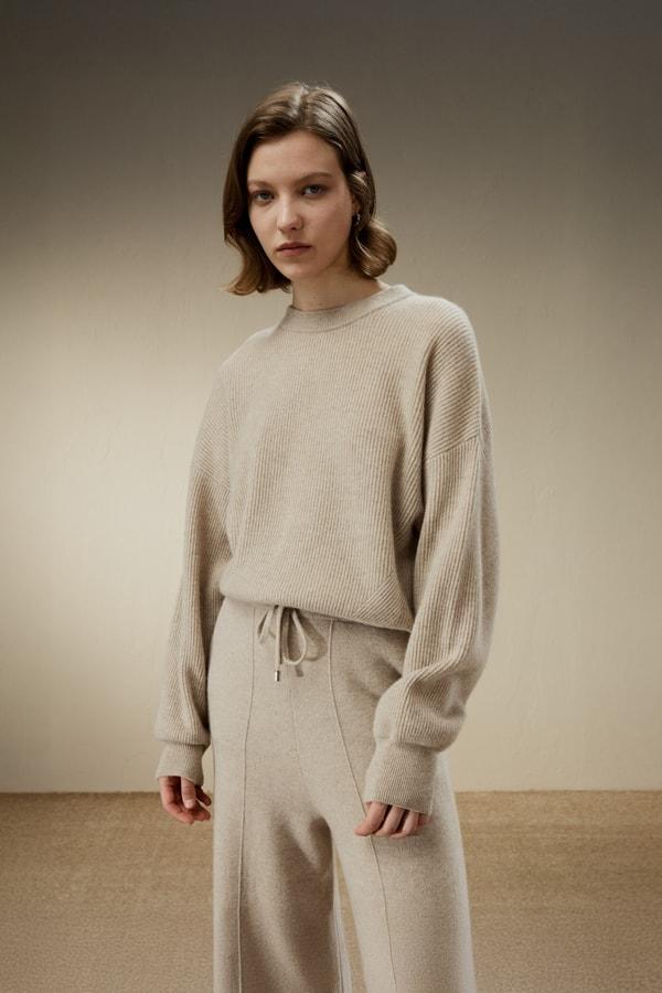 LILYSILK Women Cashmere Sweatshirt Womens - White 100% Cashmere - Comfort Round Neck Sweater XL Product Image