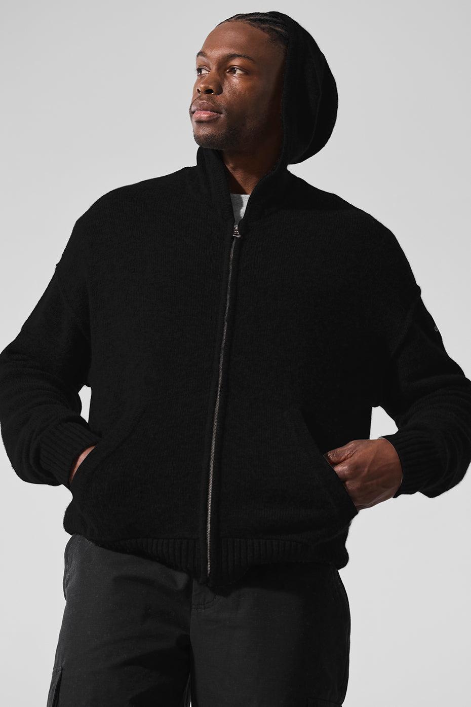 New Class Cashmere Full Zip Hoodie - Black Male Product Image