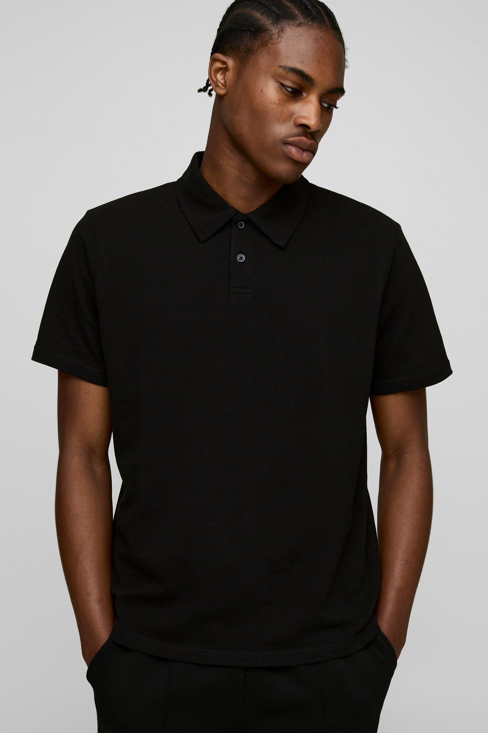 Regular Fit Basic Pique Polo | boohooMAN USA Product Image