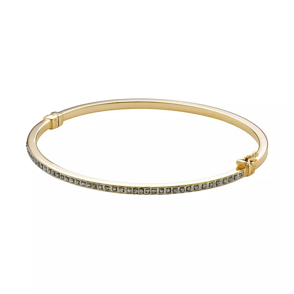 Diamond Mystique Sterling Silver Bangle Bracelet, Women's, Size: 7", 18k Gold Over Sterling Product Image