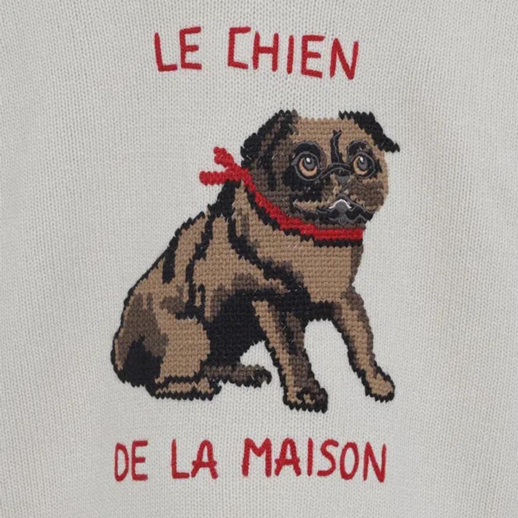 VALENTINO Embroidered V-neck Crewneck Sweater With Ribbed Trim In White Product Image