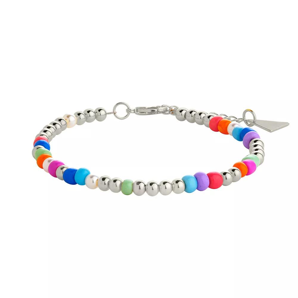 MC Collective Multi Color Beaded Bracelet, Women's, Silver Tone Product Image