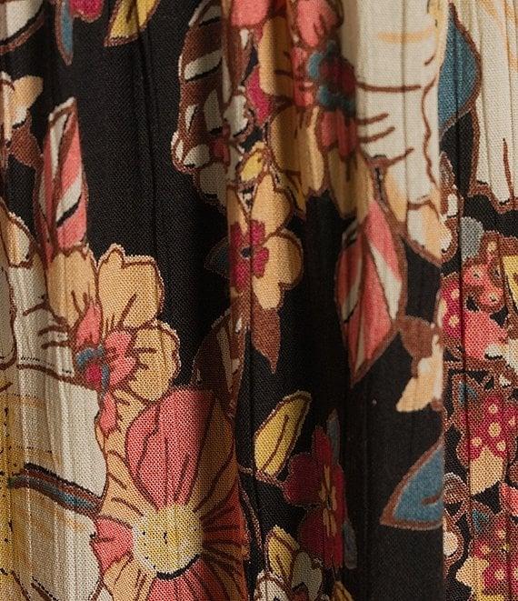 Angie Floral Border Print V-Neck Open Knot Front Maxi Dress Product Image