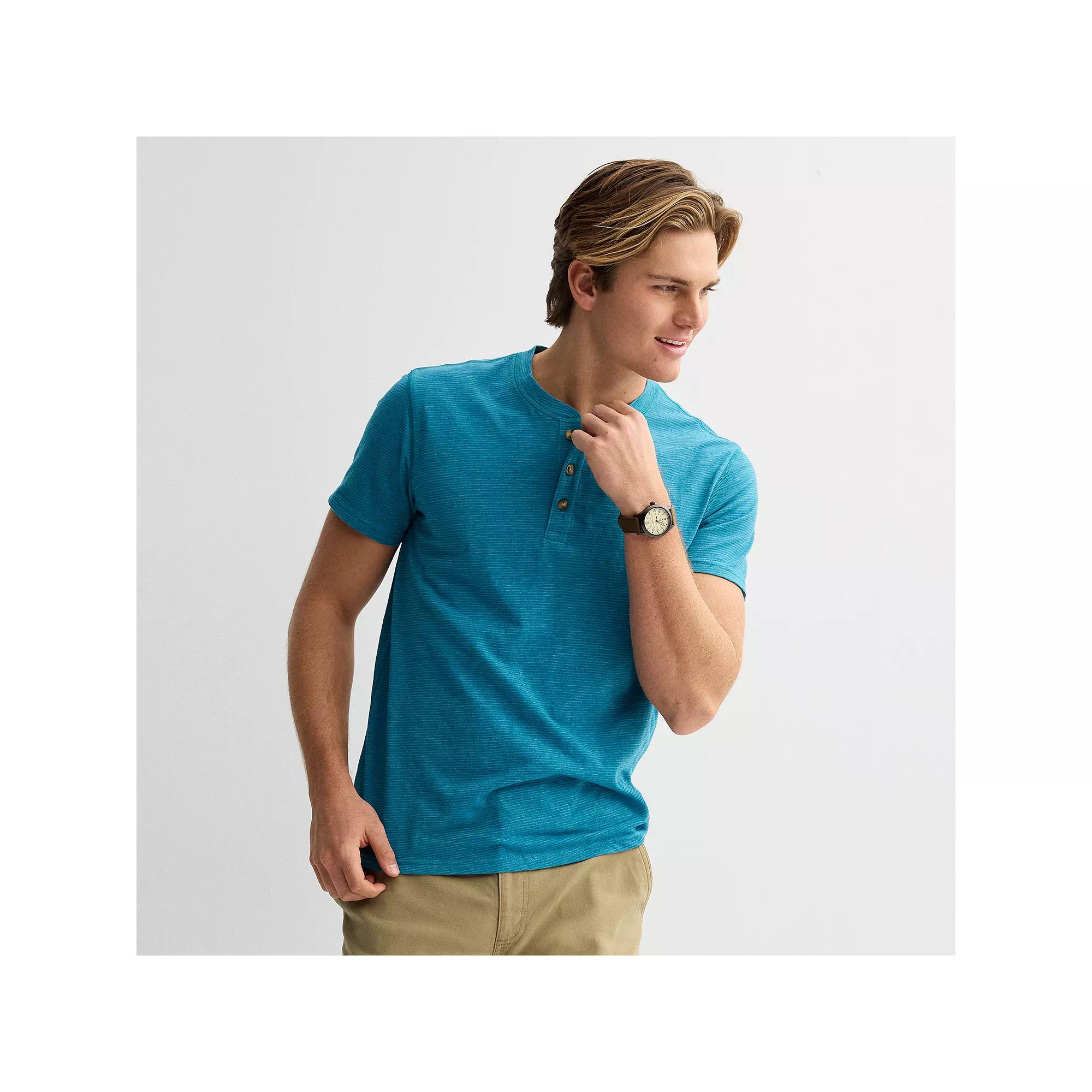 Men's Sonoma Goods For Life® Essential Short Sleeve Striped Henley T-Shirt,  Product Image