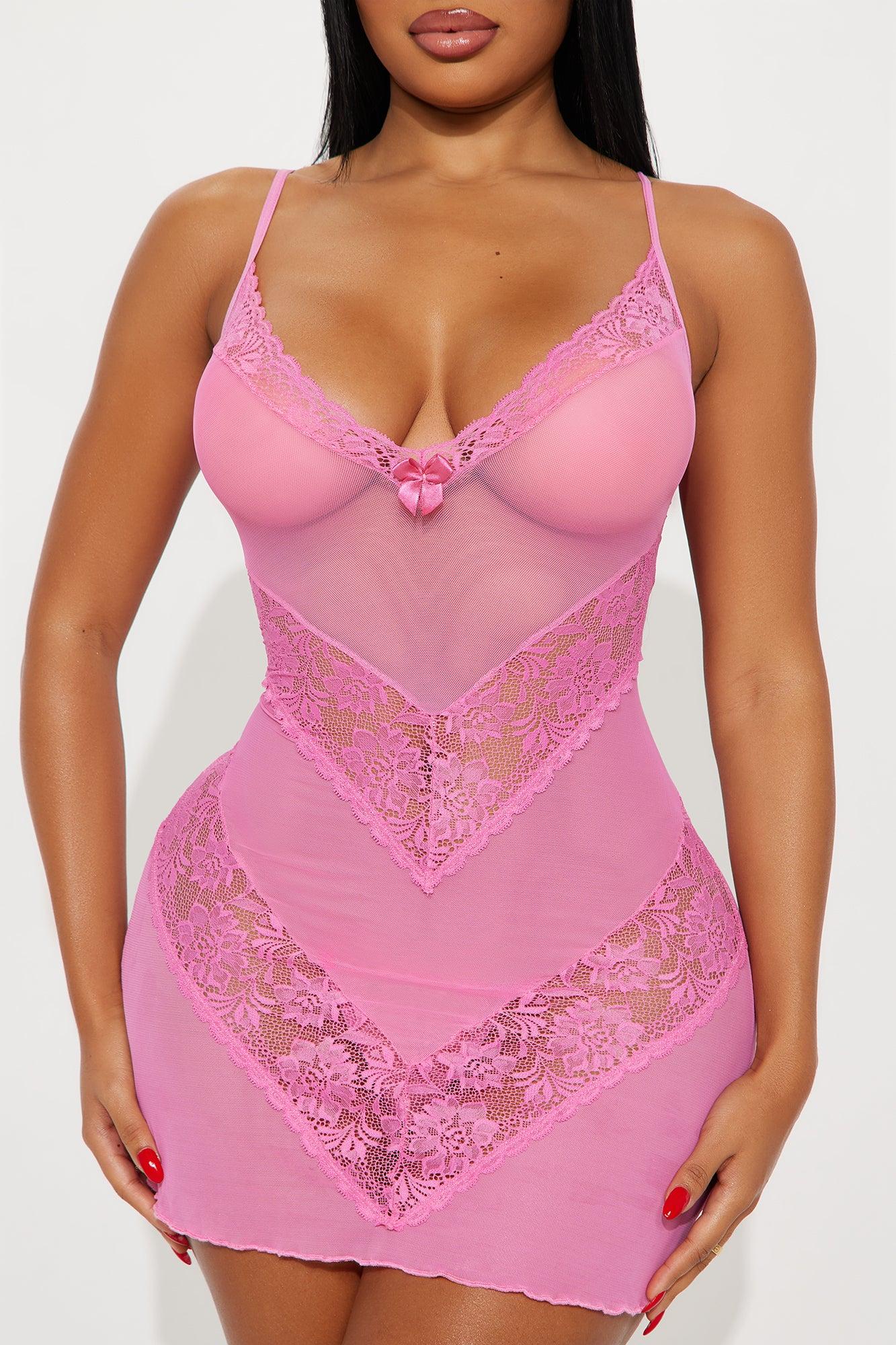 Enchanted Embrace Mesh Lace Chemise - Pink Female Product Image