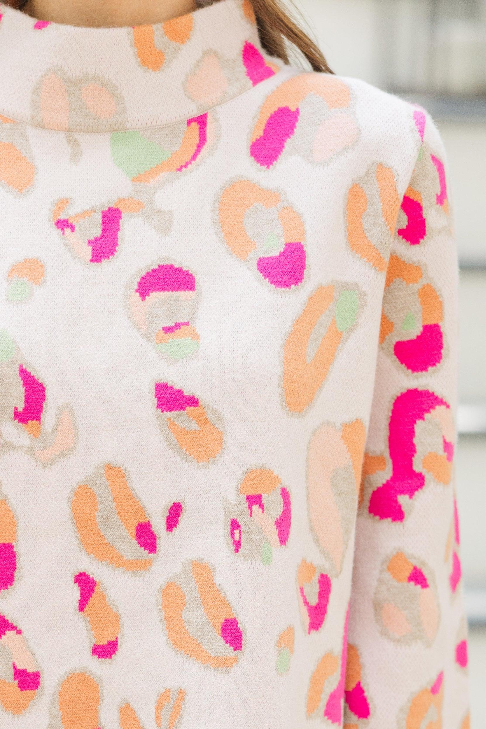 Fate: All In Blush Pink Leopard Sweater Female Product Image