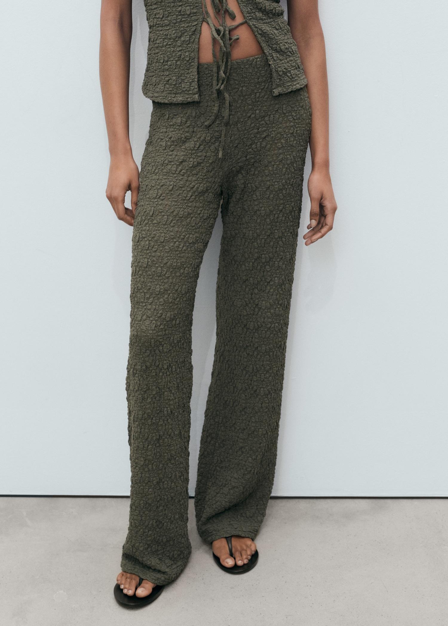 Straight textured trousers - Women | MANGO USA Product Image