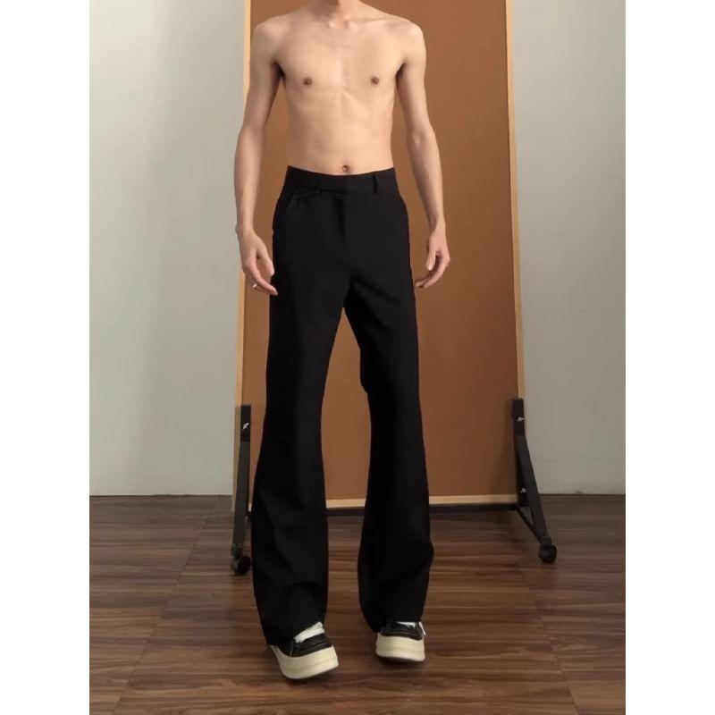 Mid Rise Plain Flared Dress Pants Product Image