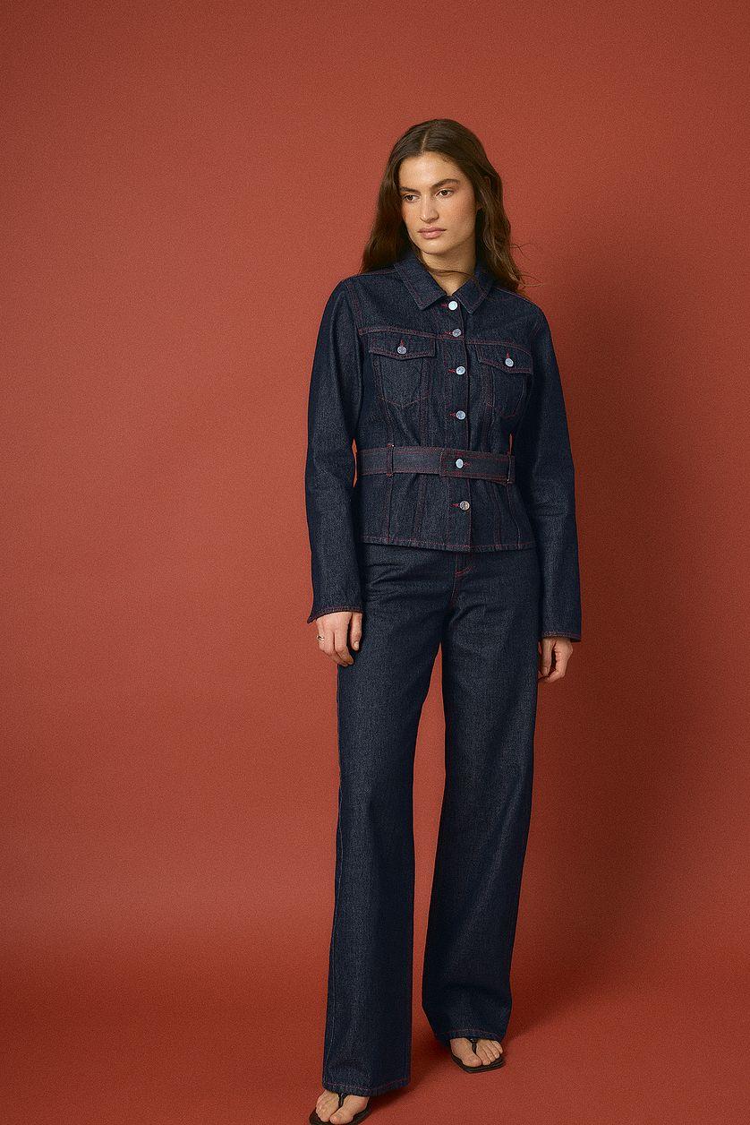 Straight Mid Waist Jeans Black Product Image