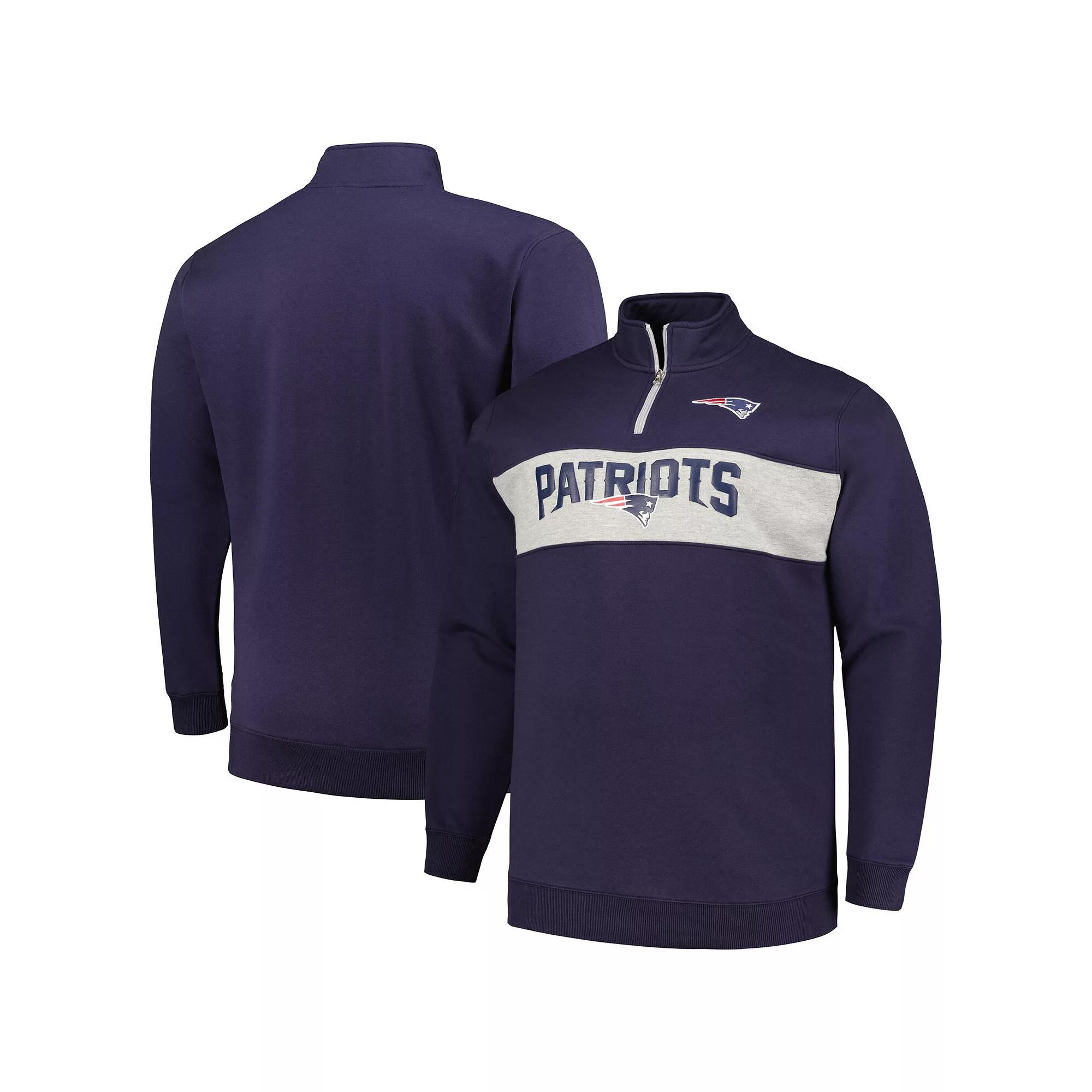 Men's Profile Navy New England Patriots Big & Tall Fleece Quarter-Zip Jacket,  Product Image
