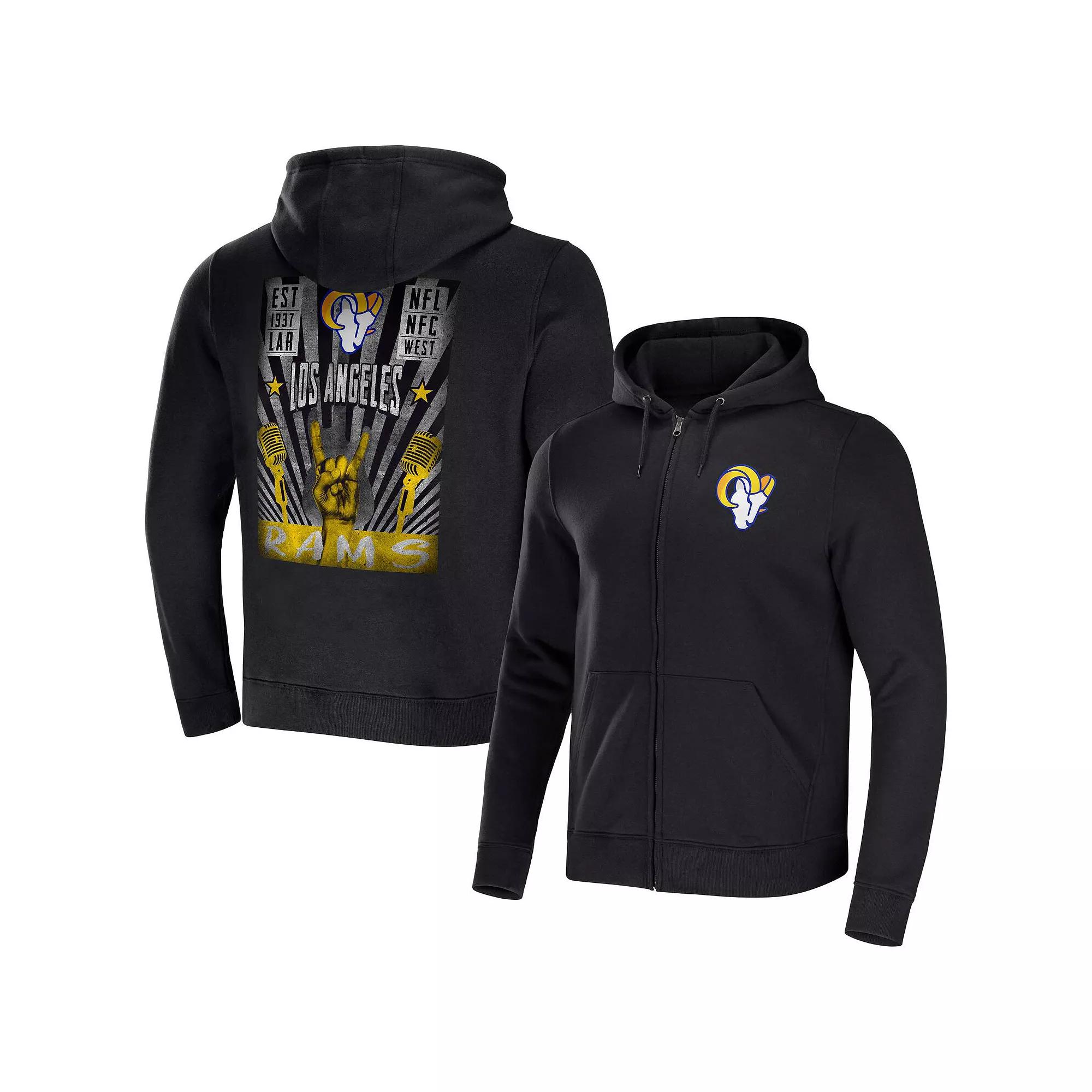 Men's NFL x Darius Rucker Collection by Fanatics Black Los Angeles Rams Rocker Full-Zip Hoodie,  Product Image