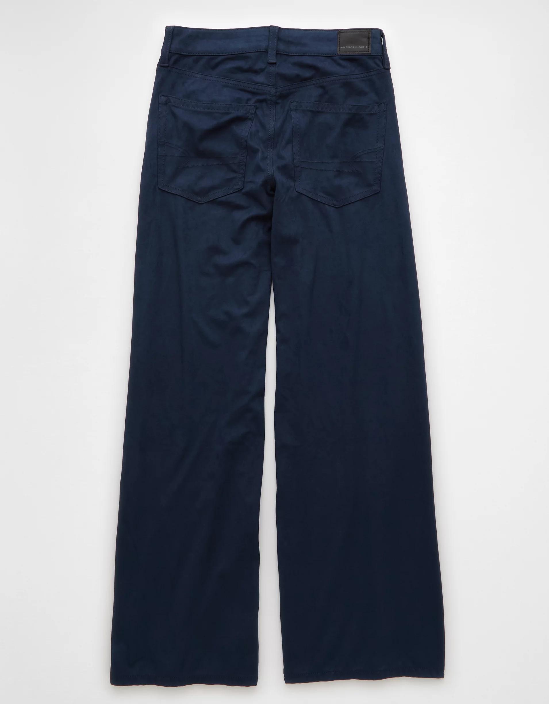 AE Dreamy Drape Sueded High-Waisted Baggy Wide-Leg Pant Product Image