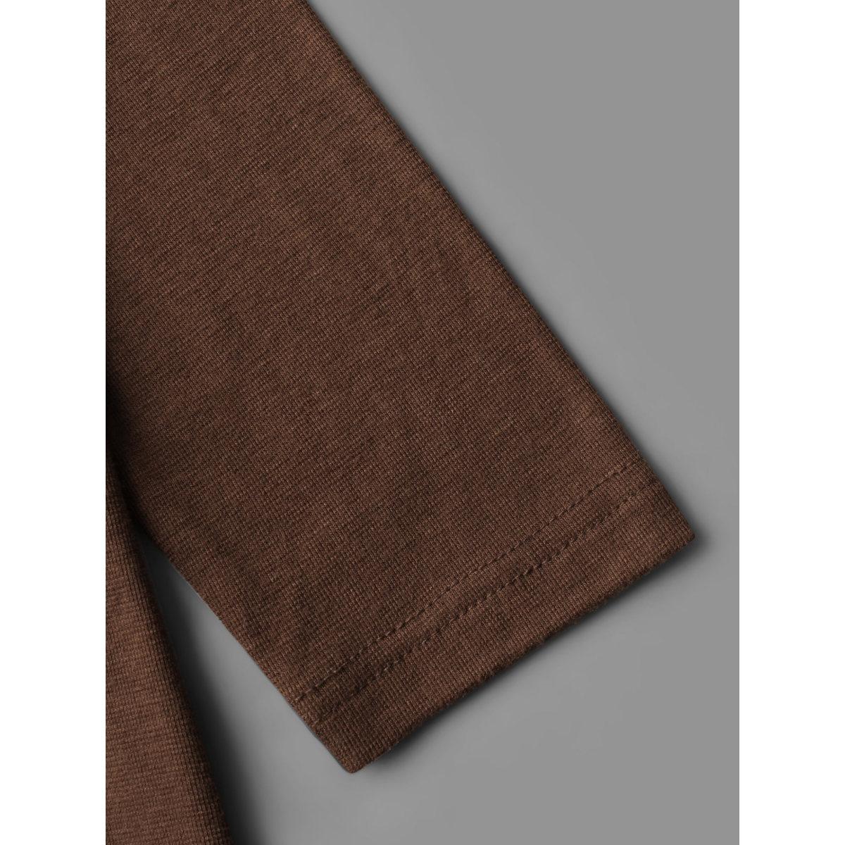 Plus Size Turtleneck Dolman Sleeve Split Hem T-shirt Browncoffeecolor Women Leisure Slit Ruffled collar Loose Casual T-shirts BloomChic 30/6X Product Image